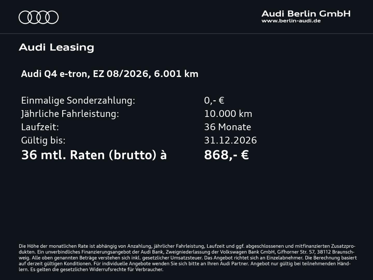 Bild über Audi Q4 SUV e-tron e-tron quattro 220 kW - für weitere Informationen kontaktieren Sie den Audi Partner