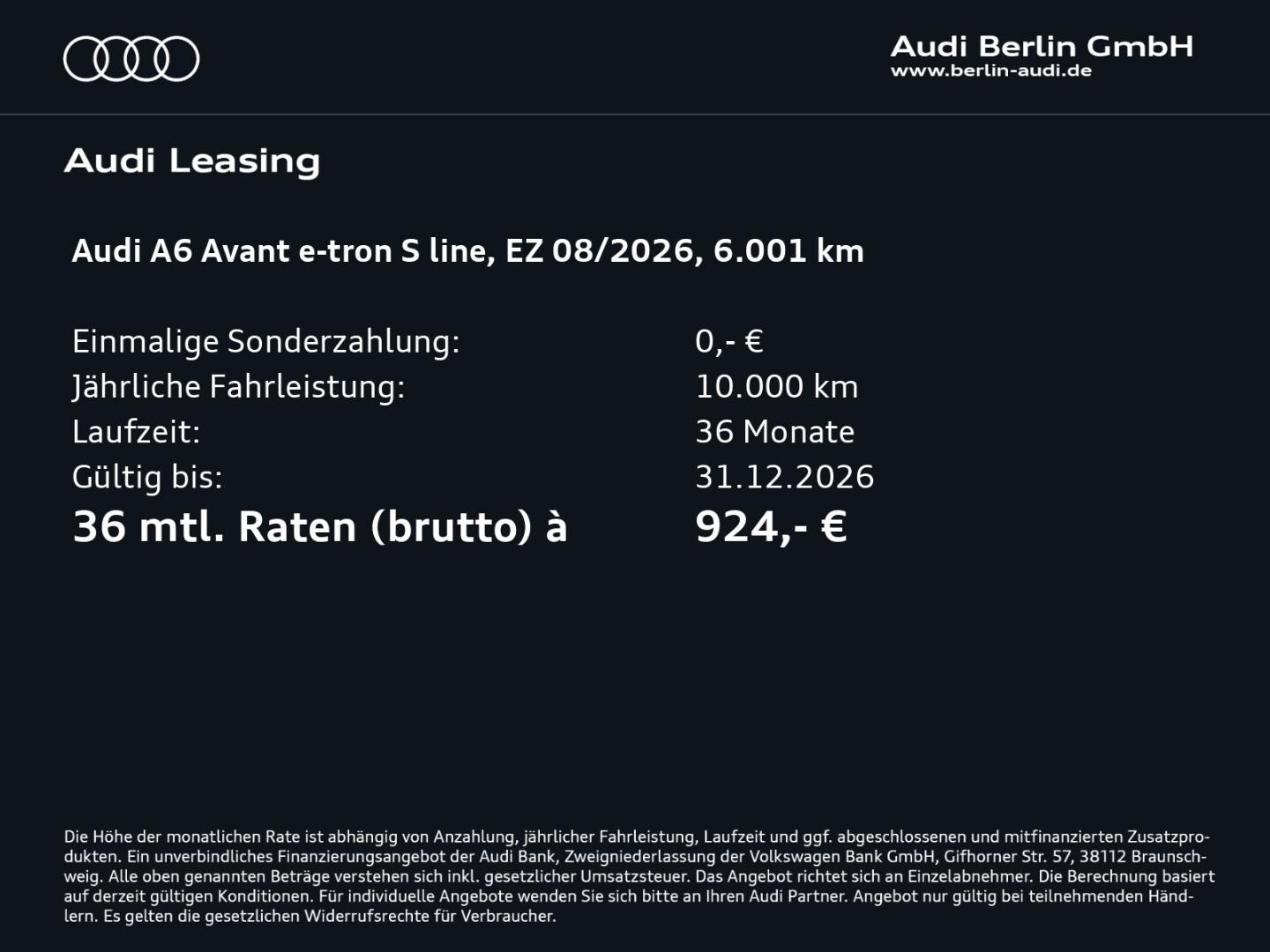 Bild über Audi A6 Avant e-tron e-tron 210 kW - für weitere Informationen kontaktieren Sie den Audi Partner