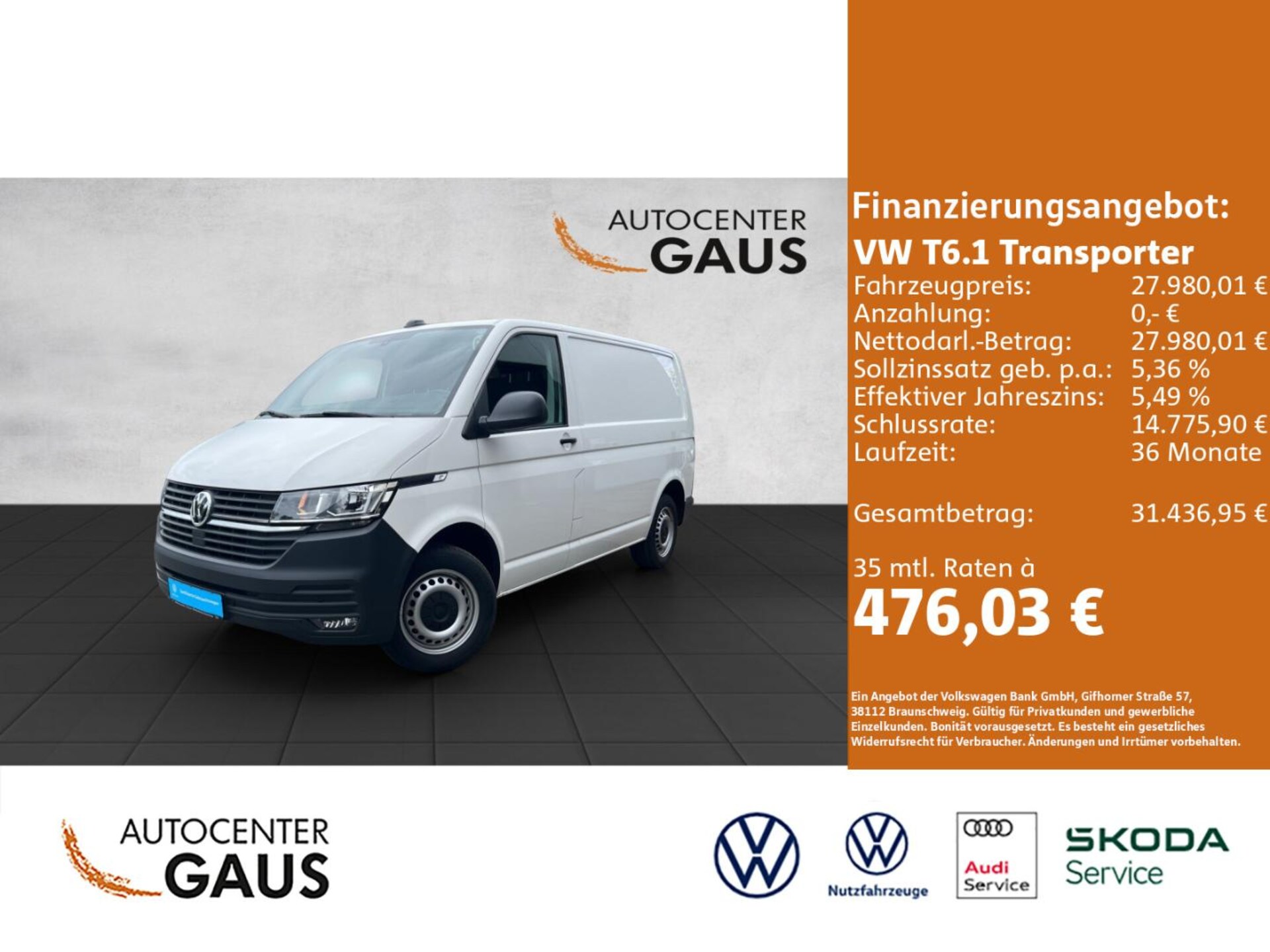 Volkswagen T6.1 Transporter Kasten kurzer Radstand