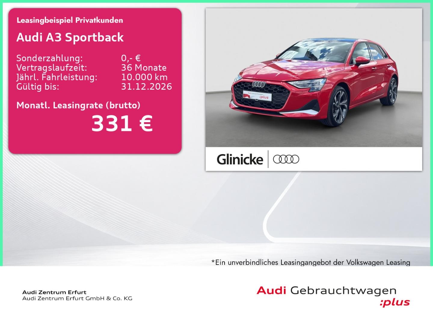 Bild über Audi A3 Sportback advanced 30 TFSI S tronic - für weitere Informationen kontaktieren Sie den Audi Partner