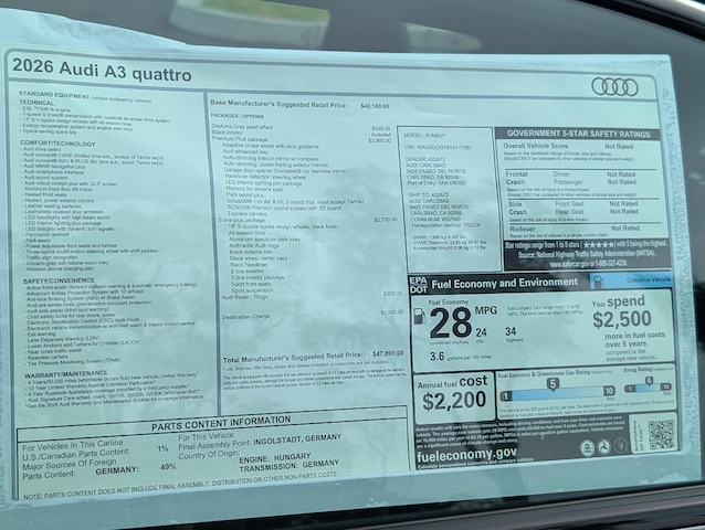 2026 Audi A3 Sedan
