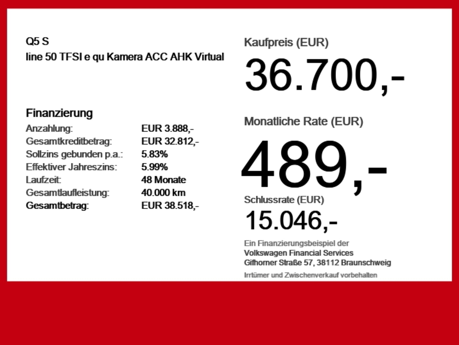 Audi Q5 TFSI e S line