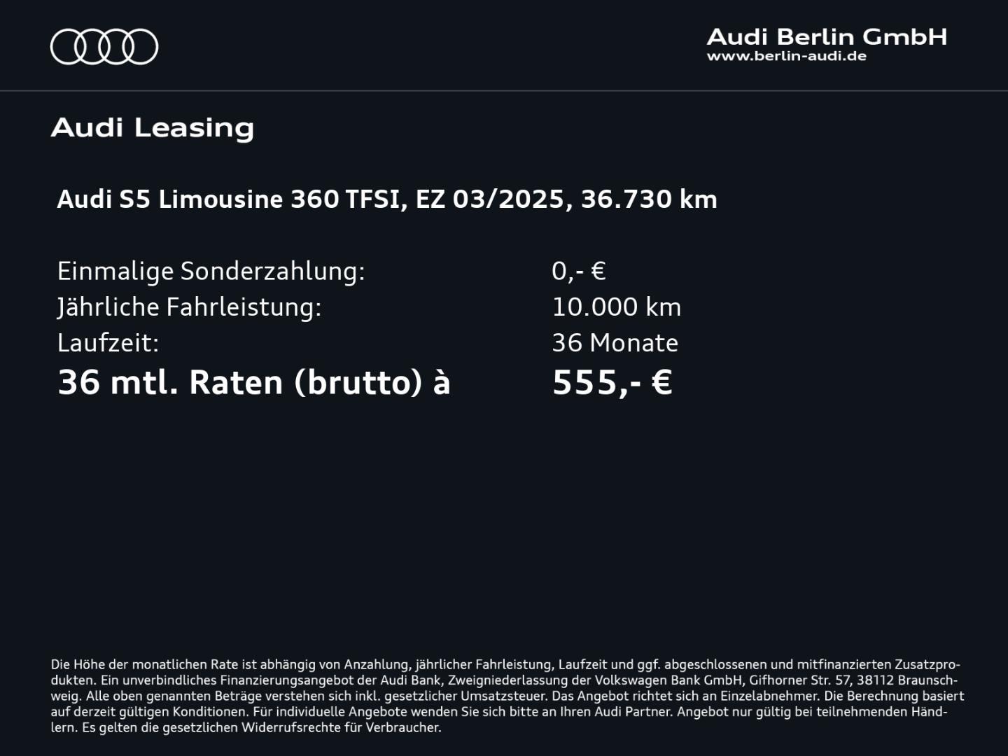 Bild über Audi S5 Limousine edition one TFSI 270 kW S tronic - für weitere Informationen kontaktieren Sie den Audi Partner