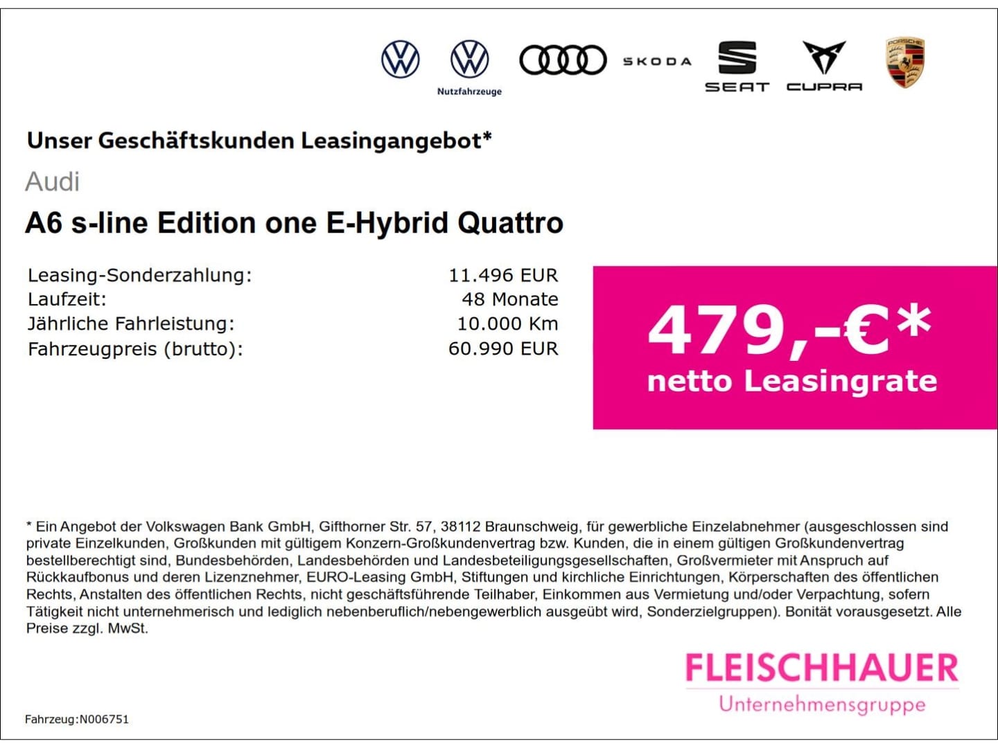 Bild über Audi A6 Limousine e-hybrid edition one e-hybrid quattro 270 kW S tronic - für weitere Informationen kontaktieren Sie den Audi Partner