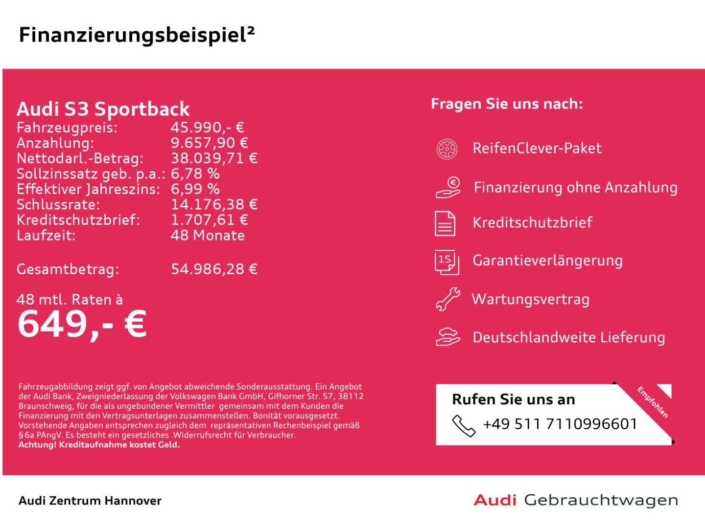 Bild über Audi S3 Sportback TFSI quattro S tronic - für weitere Informationen kontaktieren Sie den Audi Partner