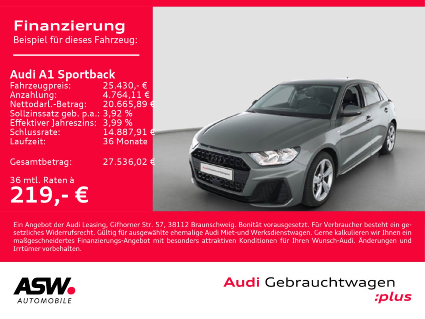 Bild über Audi A1 Sportback S line 30 TFSI Schaltgetriebe - für weitere Informationen kontaktieren Sie den Audi Partner