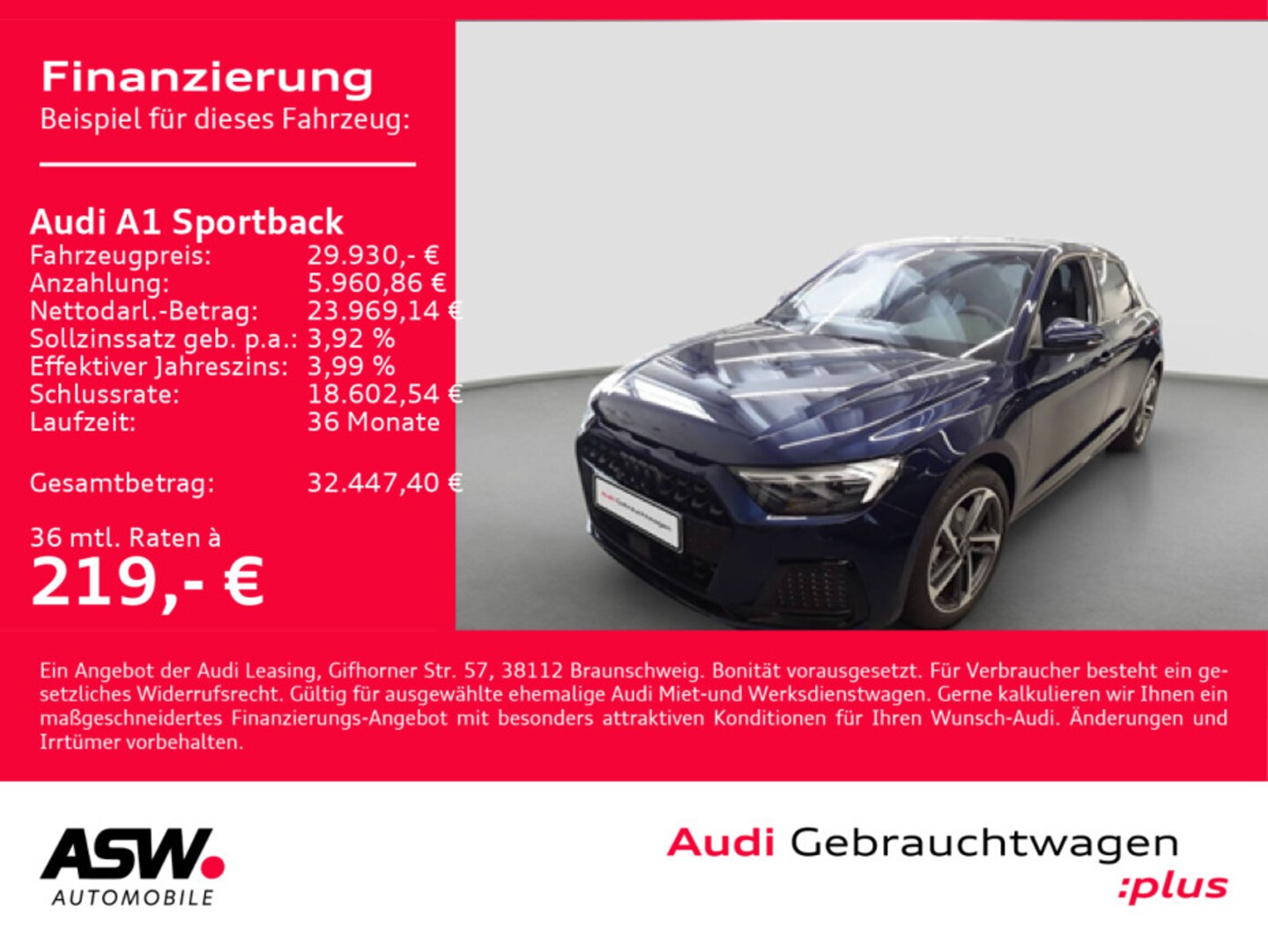 Bild über Audi A1 Sportback advanced 35 TFSI S tronic - für weitere Informationen kontaktieren Sie den Audi Partner