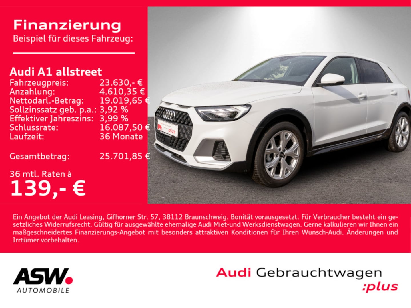 Bild über Audi A1 allstreet 30 TFSI Schaltgetriebe - für weitere Informationen kontaktieren Sie den Audi Partner