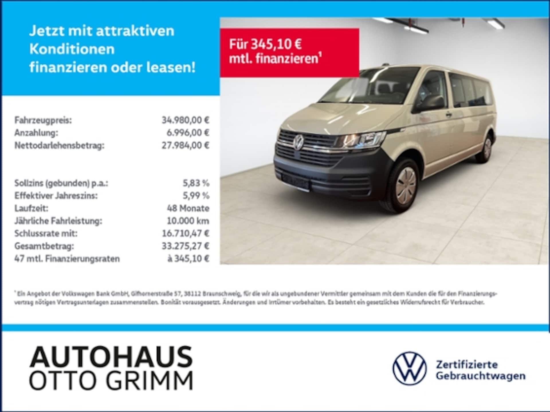 Volkswagen T6.1 Transporter Kombi langer Radstand