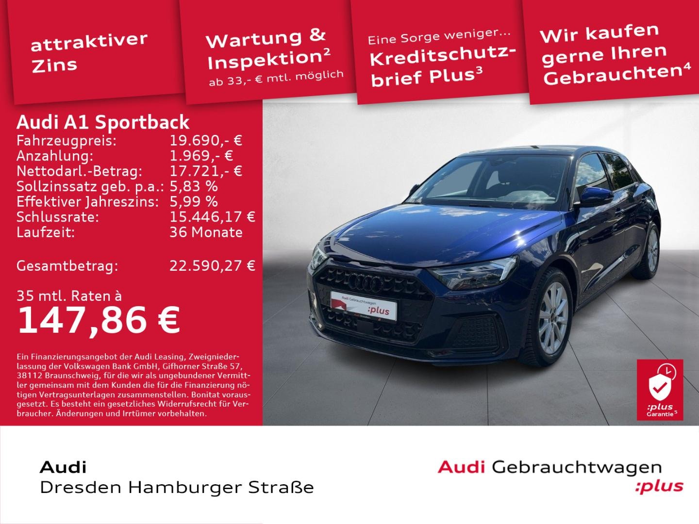 Bild über Audi A1 Sportback advanced 30 TFSI Schaltgetriebe - für weitere Informationen kontaktieren Sie den Audi Partner