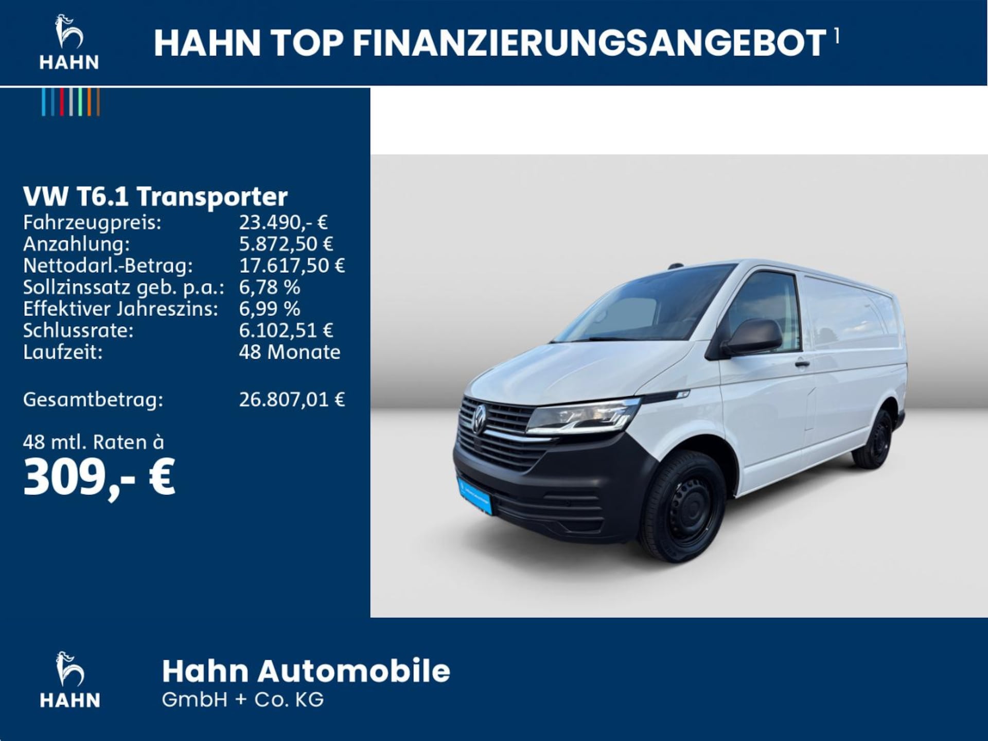 Volkswagen T6.1 Transporter Kasten kurzer Radstand EcoProfi