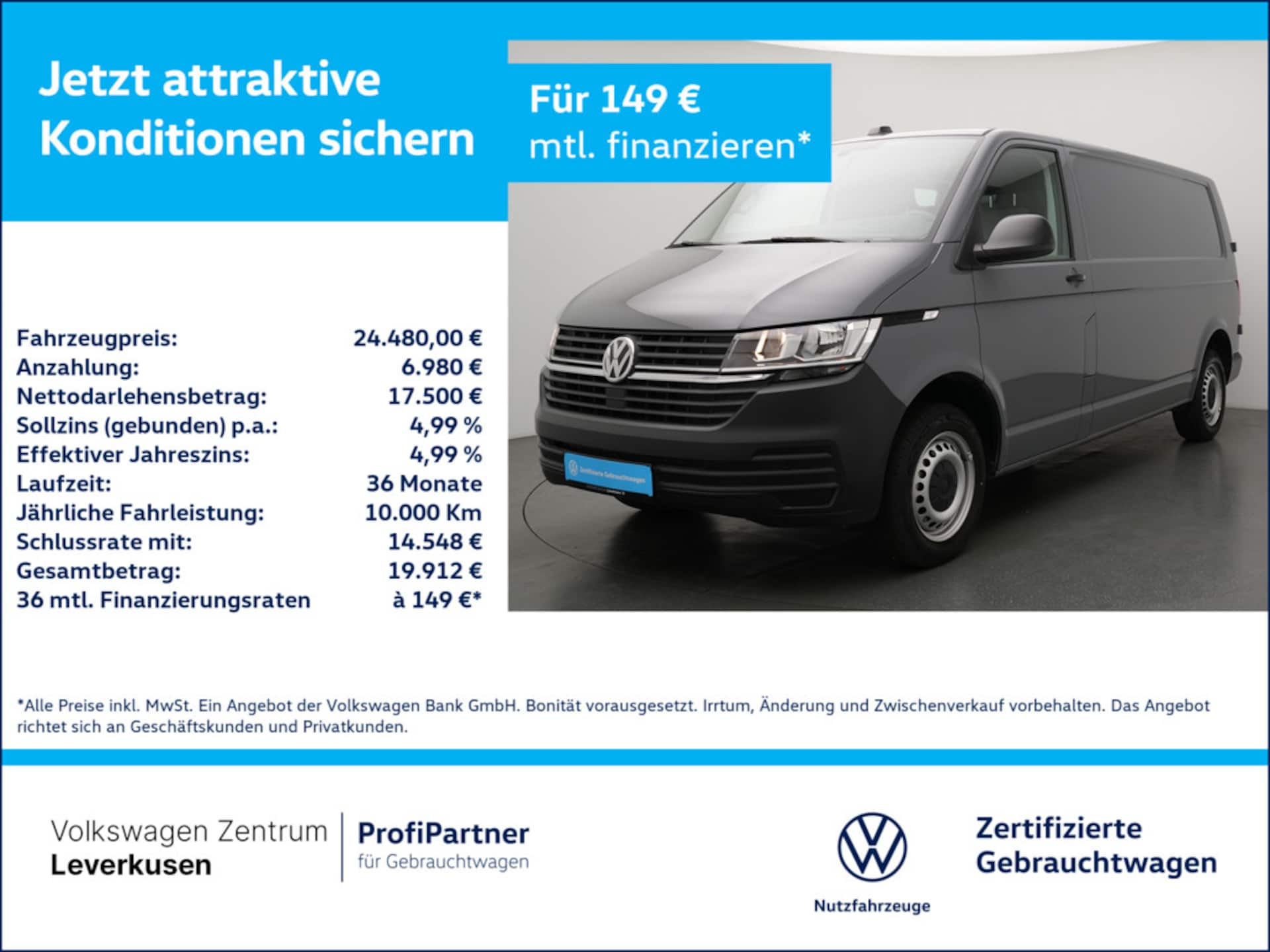 Volkswagen T6.1 Transporter Kasten langer Radstand
