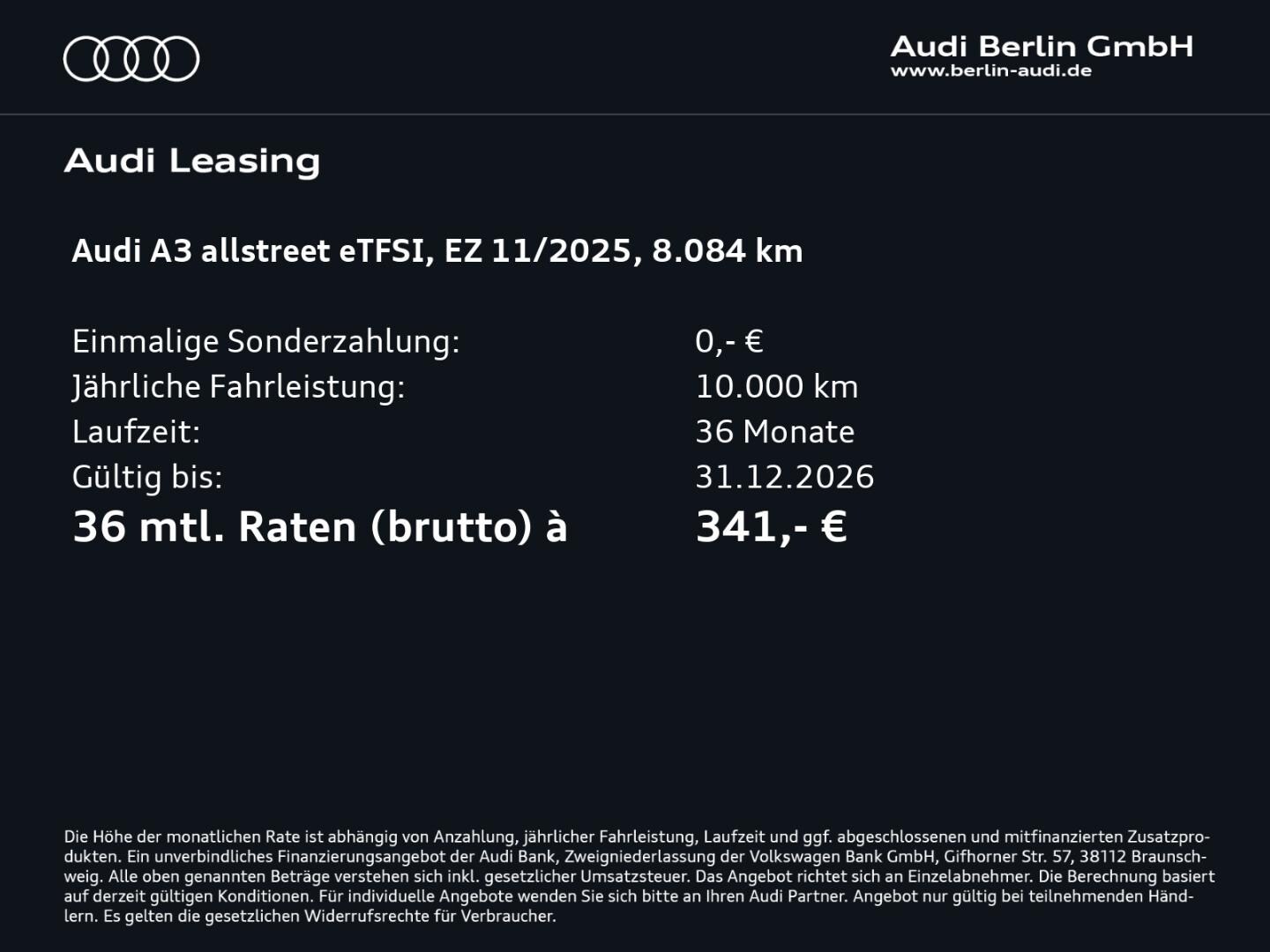 Bild über Audi A3 allstreet TFSI e TFSI e 150 kW S tronic - für weitere Informationen kontaktieren Sie den Audi Partner
