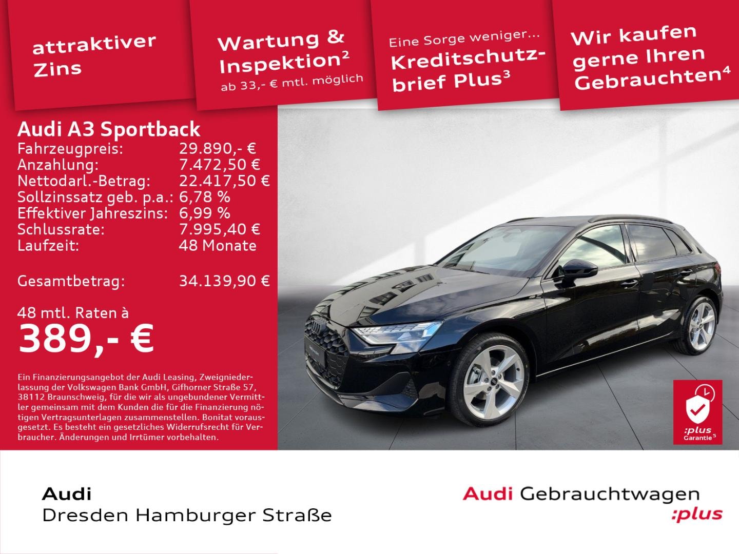Bild über Audi A3 Sportback TFSI 85 kW S tronic - für weitere Informationen kontaktieren Sie den Audi Partner
