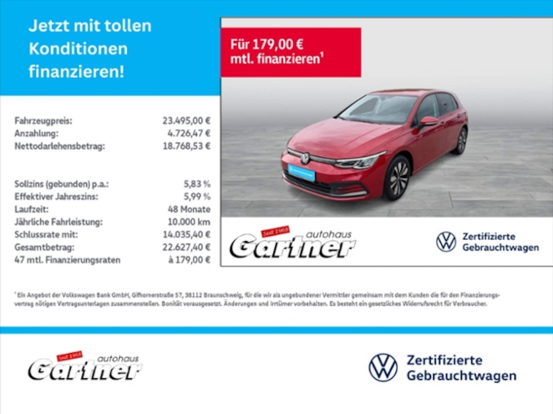 Volkswagen Golf — Volkswagen Golf VIII MOVE 1.0 TSI DSG STANDHZG.NAVI APP-CON LED DAB+ACC Klima Alu