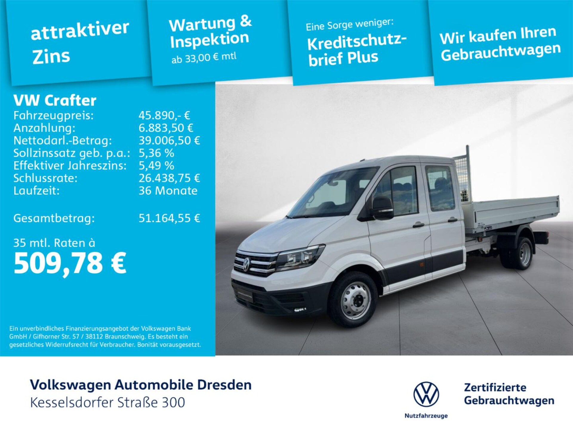Volkswagen Crafter Doppelkabine langer Radstand