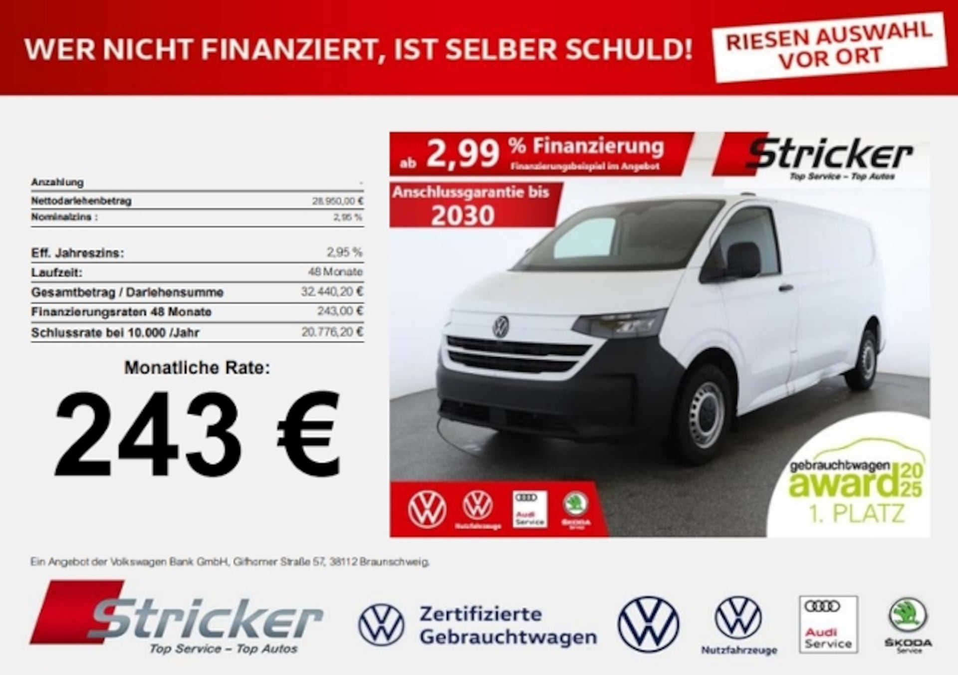Volkswagen Transporter Kasten langer Radstand