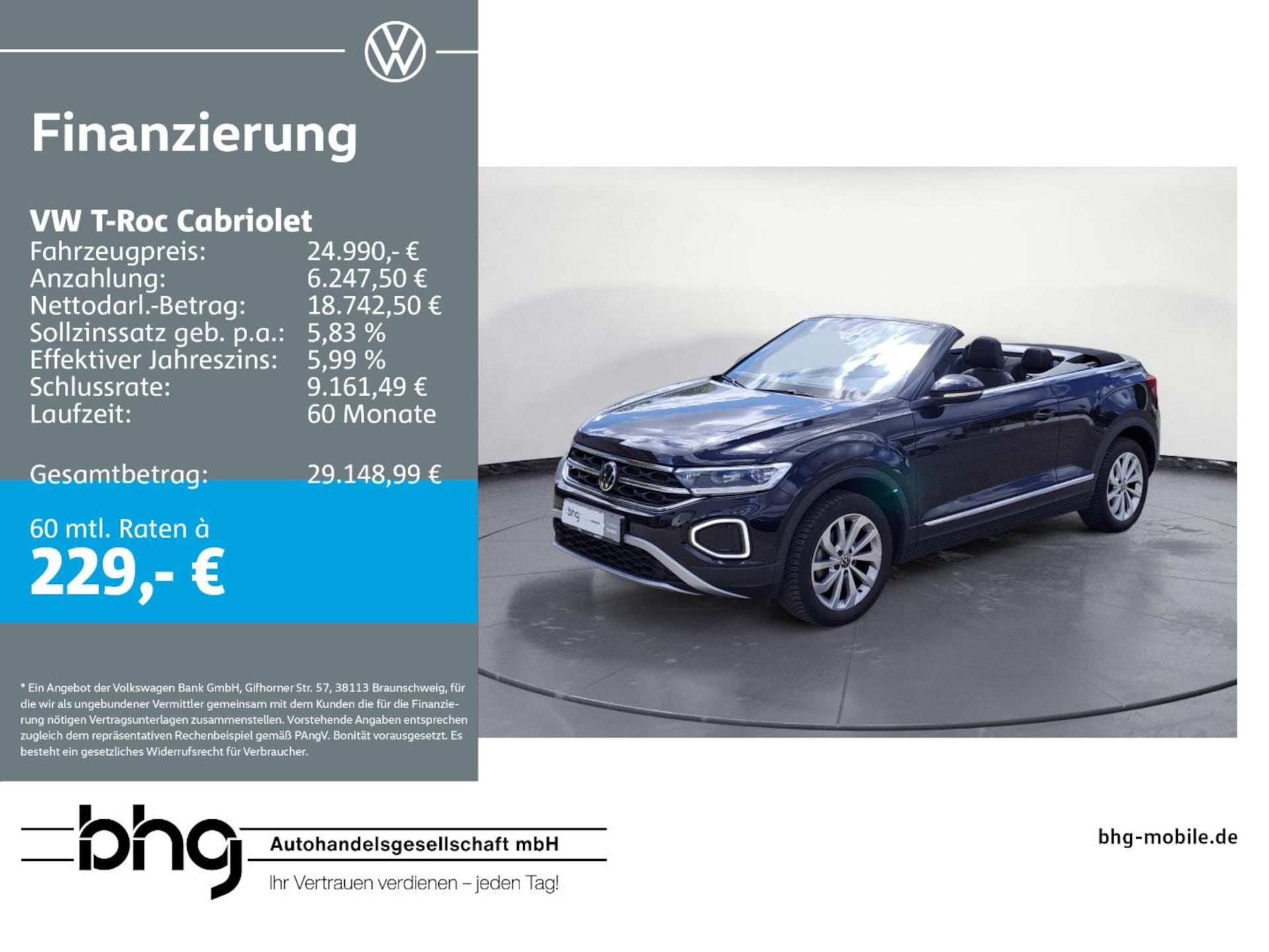 Volkswagen T-Roc Cabriolet 2022 — T-Roc Cabriolet Style 1.5 l TSI OPF *LED*NAVI*KLIMA*