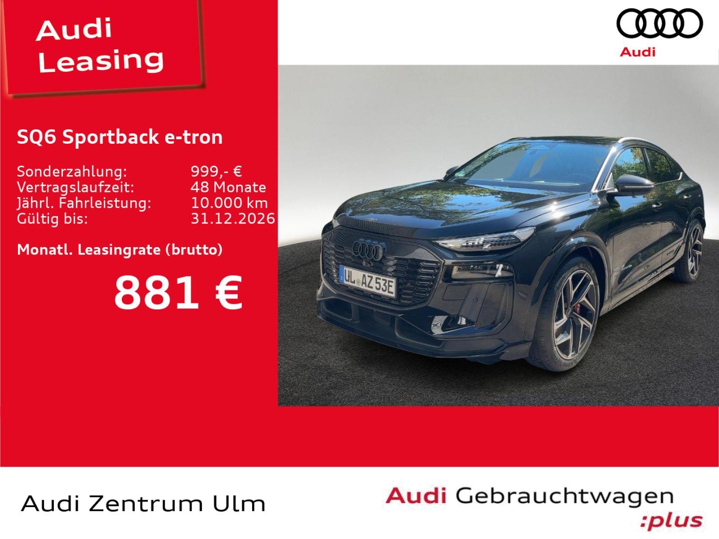 Bild über Audi SQ6 Sportback e-tron e-tron quattro - für weitere Informationen kontaktieren Sie den Audi Partner