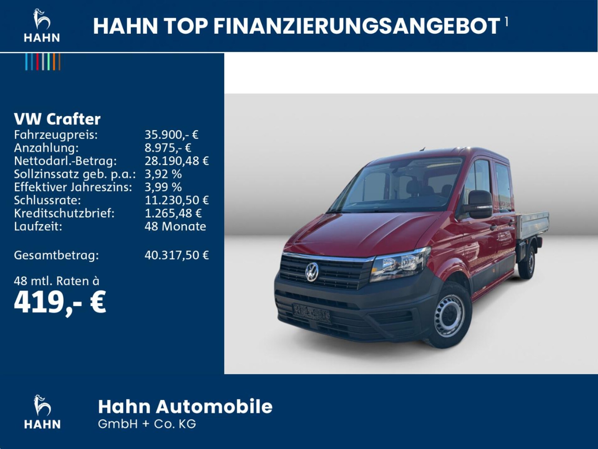 Volkswagen Crafter Doppelkabine mittlerer Radstand