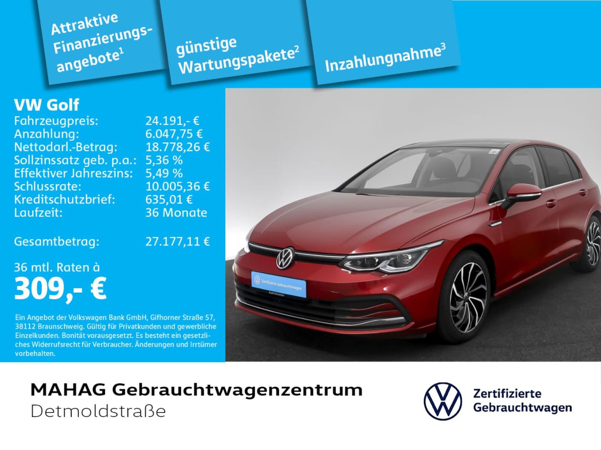 Volkswagen Golf 2021 — Golf VIII Style 1.5 eTSI IQ.Light Navi Pano ParkAssist RearView APP DSG