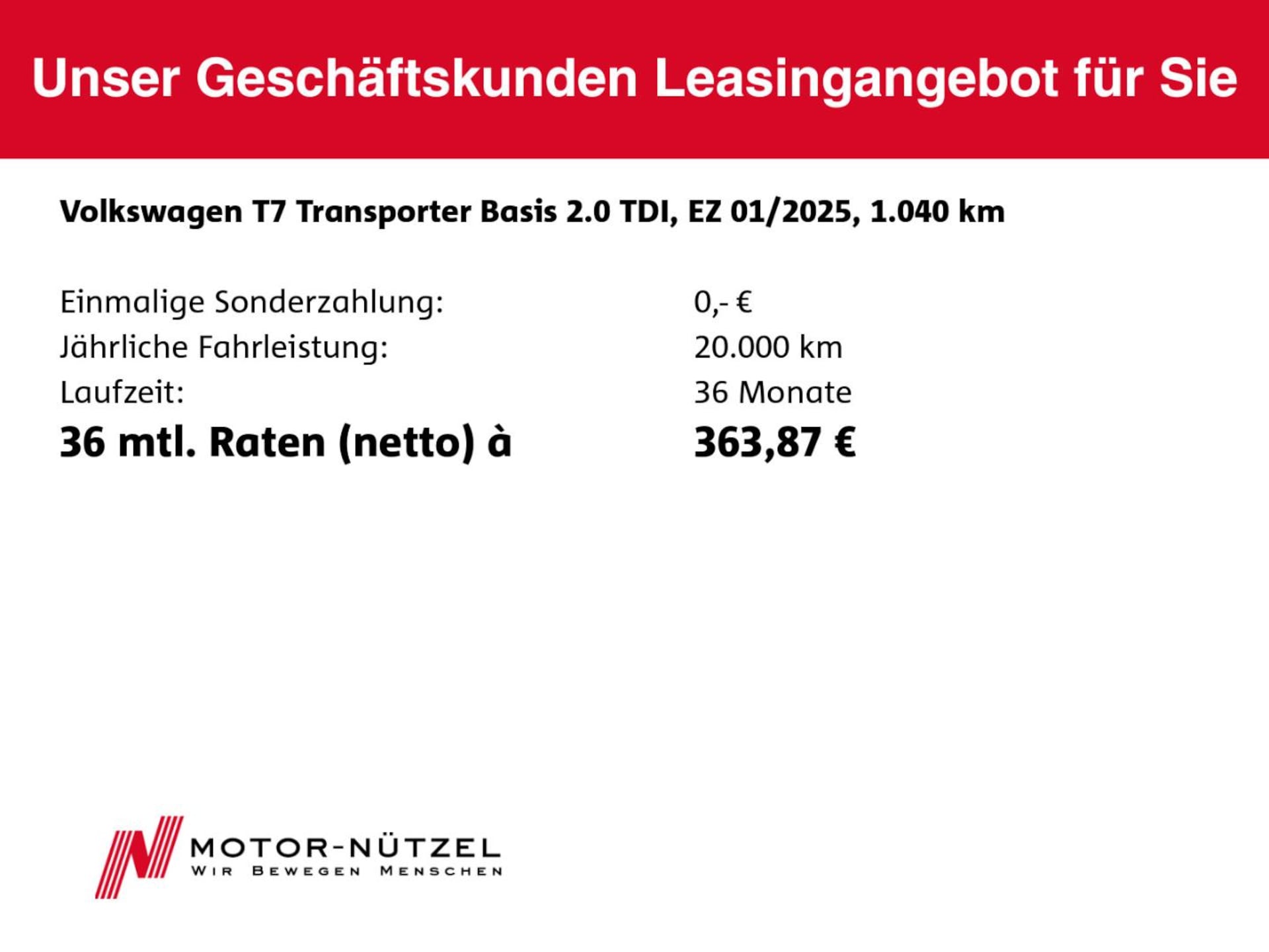 Volkswagen Transporter Kasten kurzer Radstand