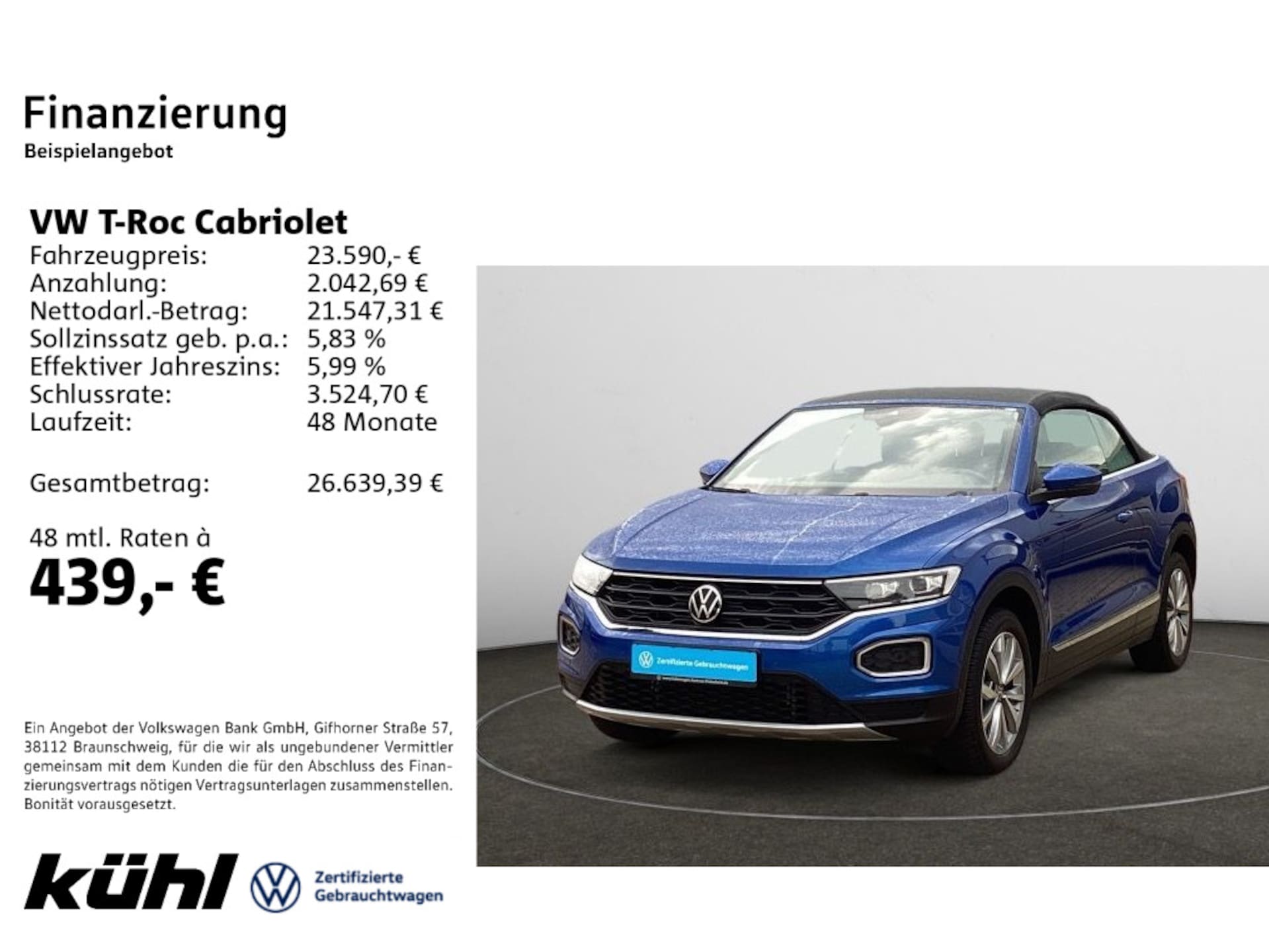 Volkswagen T-Roc Cabriolet — Volkswagen T-Roc Cabriolet T-Roc Cabriolet 1.5 TSI DSG Style Navi,LED,Kamera,Windschott