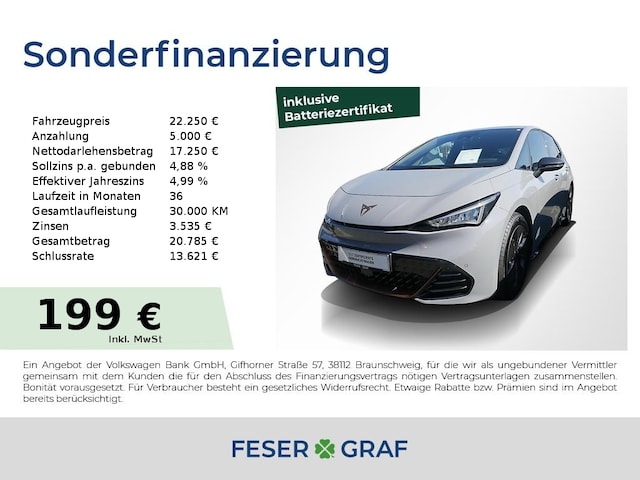 CUPRA Born 150kW KAMERA/​LED/​ACC/​NAVI (DKT5019555)