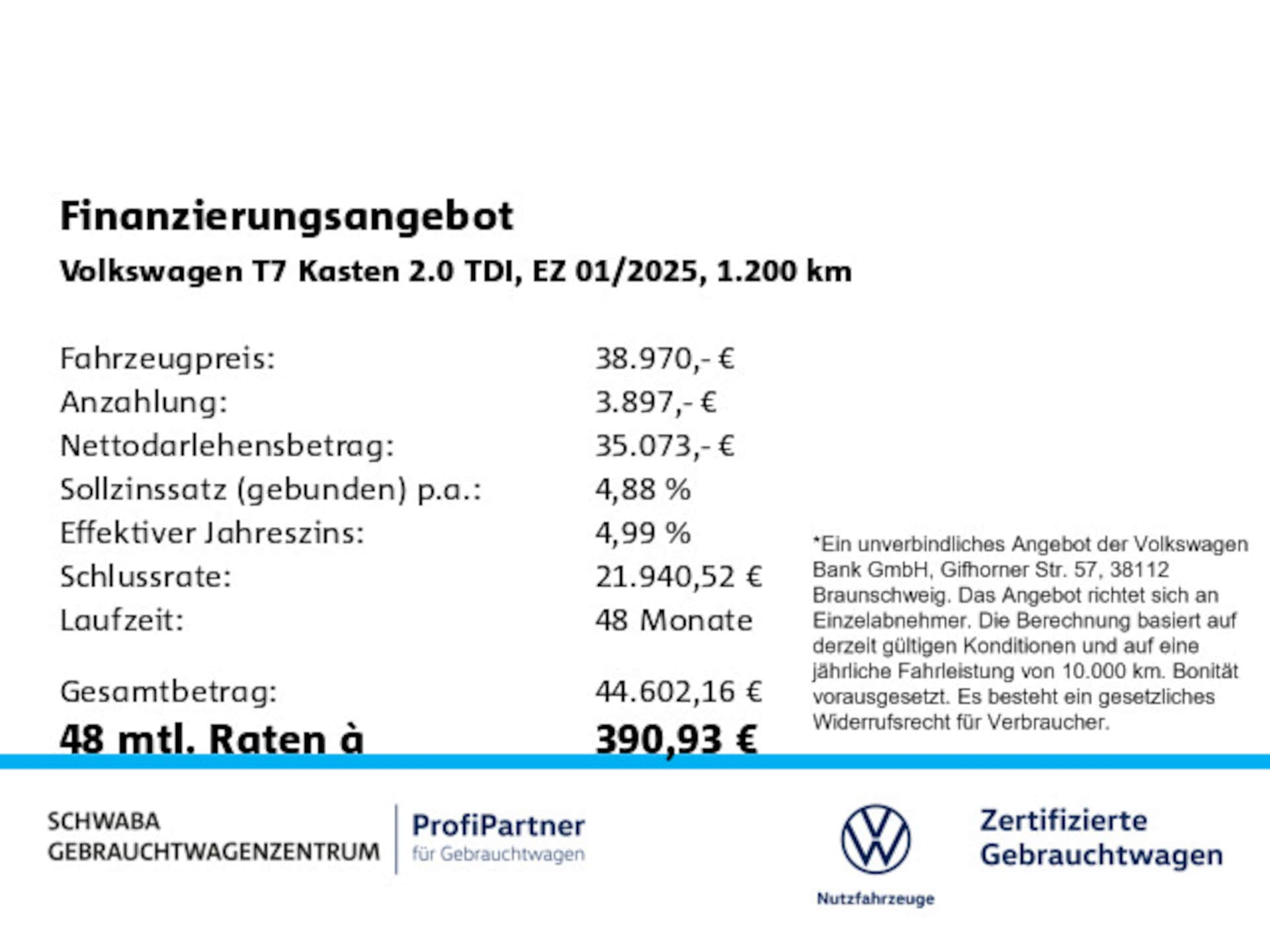 Volkswagen Transporter Kasten kurzer Radstand