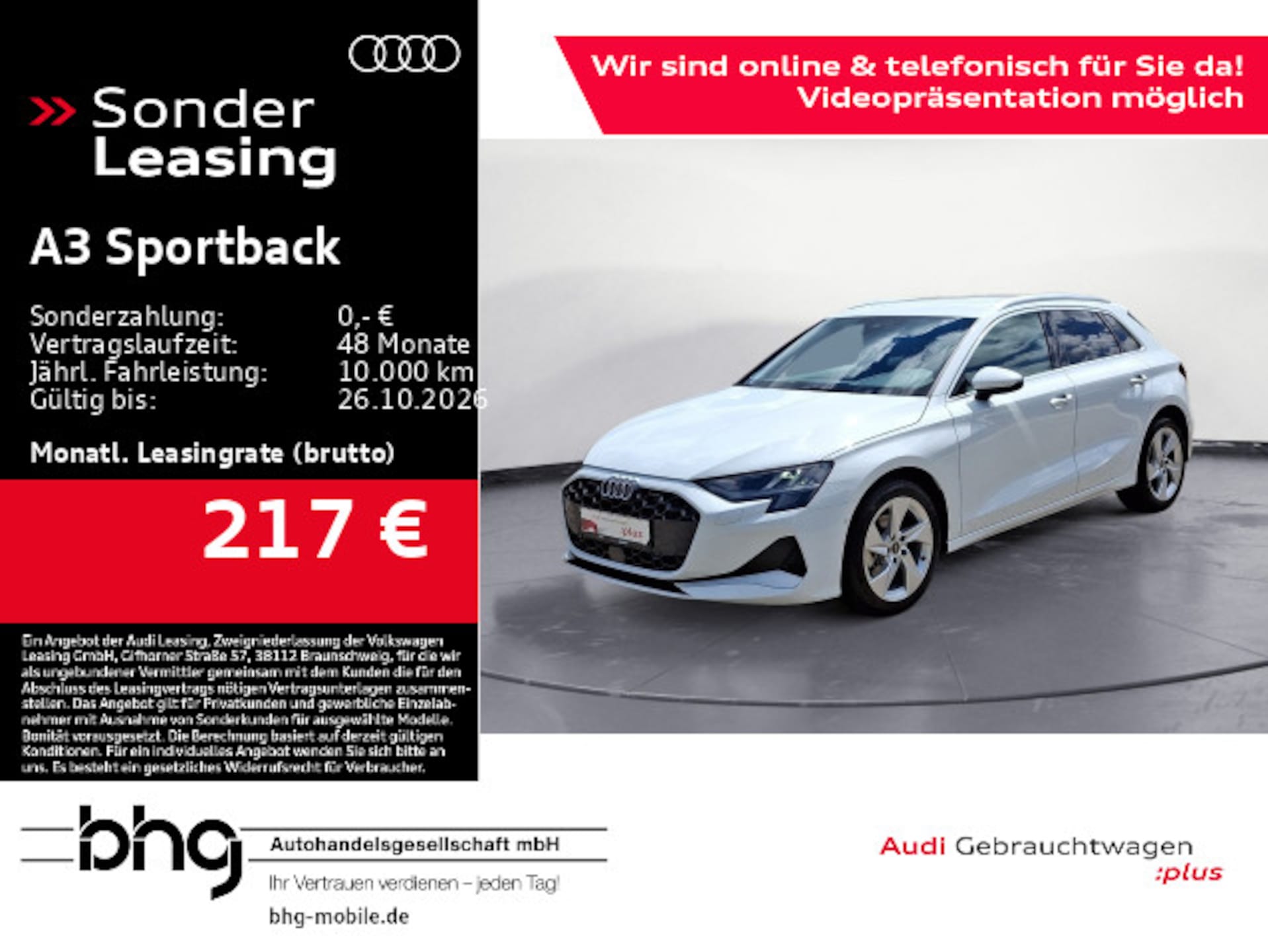 Audi A3 Sportback 2025 — advanced 35 TFSI 110 kW (150 PS) Schaltgetriebe A3 Sportback advanced 35 TFSI 110(1