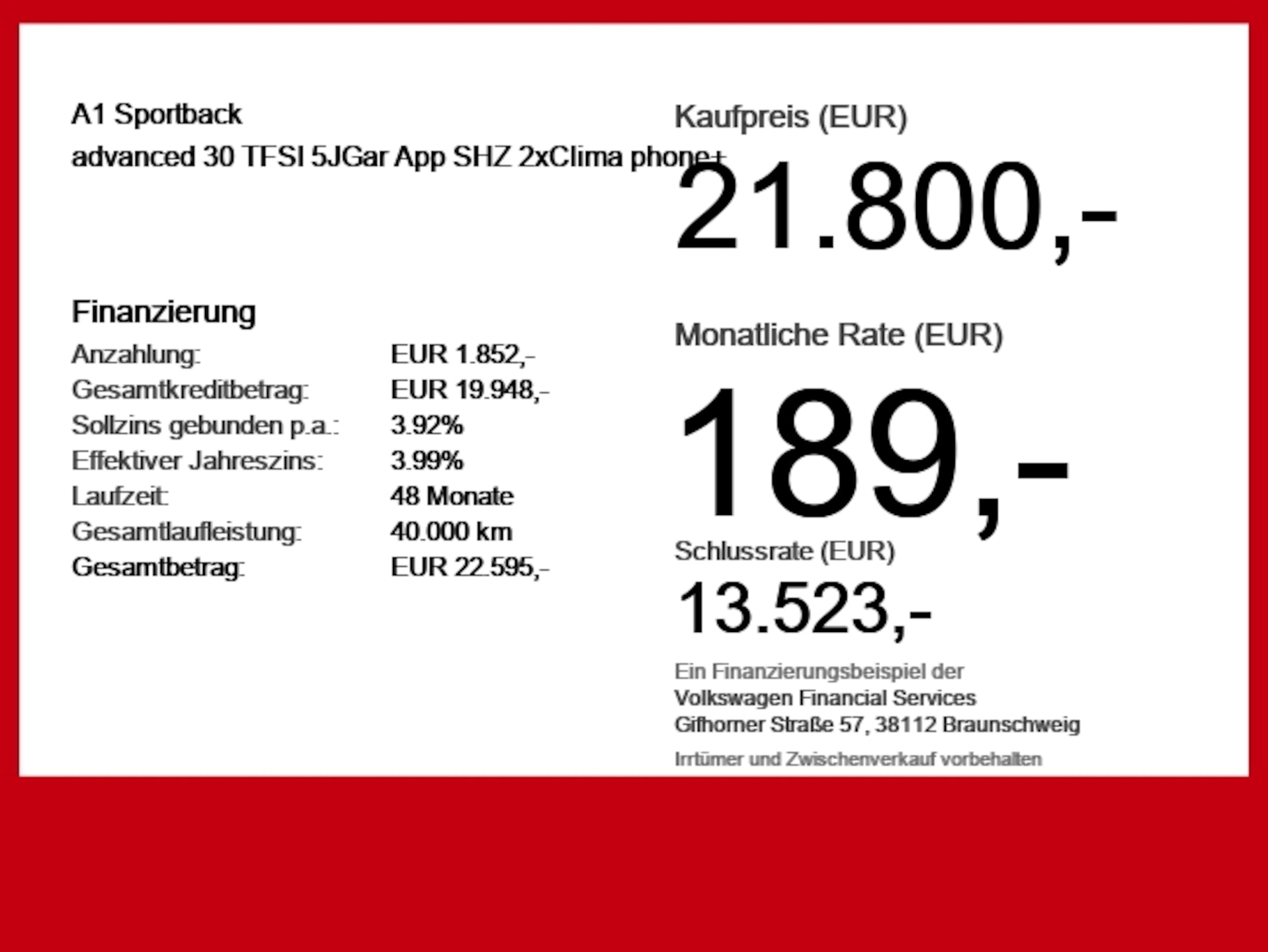 Audi A1 Sportback Advanced