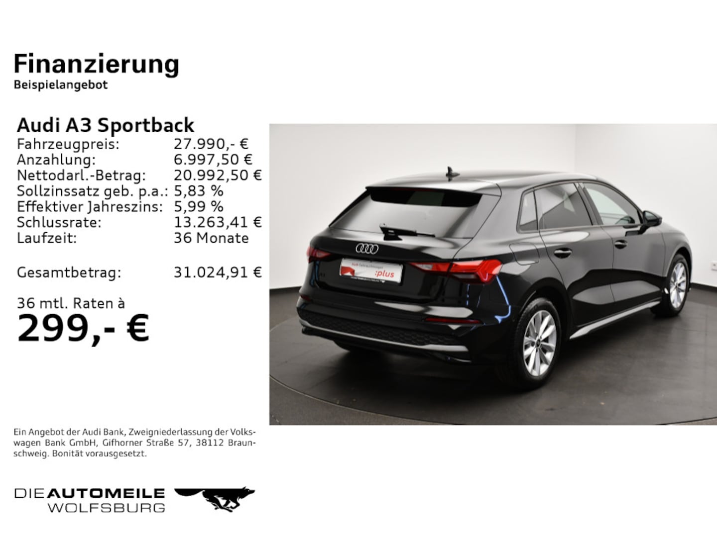 Bild über Audi A3 Sportback 35 TFSI S tronic - für weitere Informationen kontaktieren Sie den Audi Partner