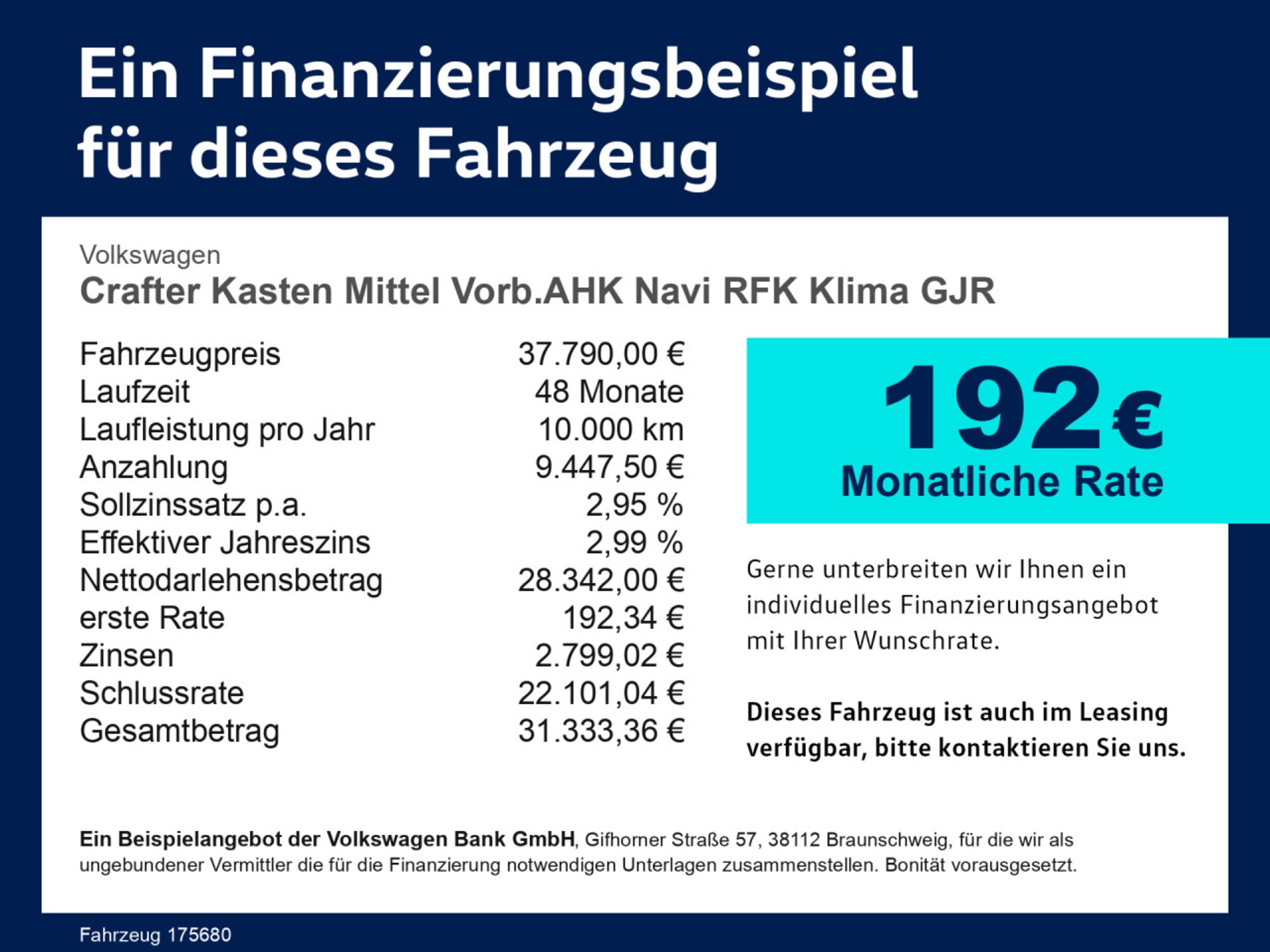 Volkswagen Crafter Kasten mittlerer Radstand