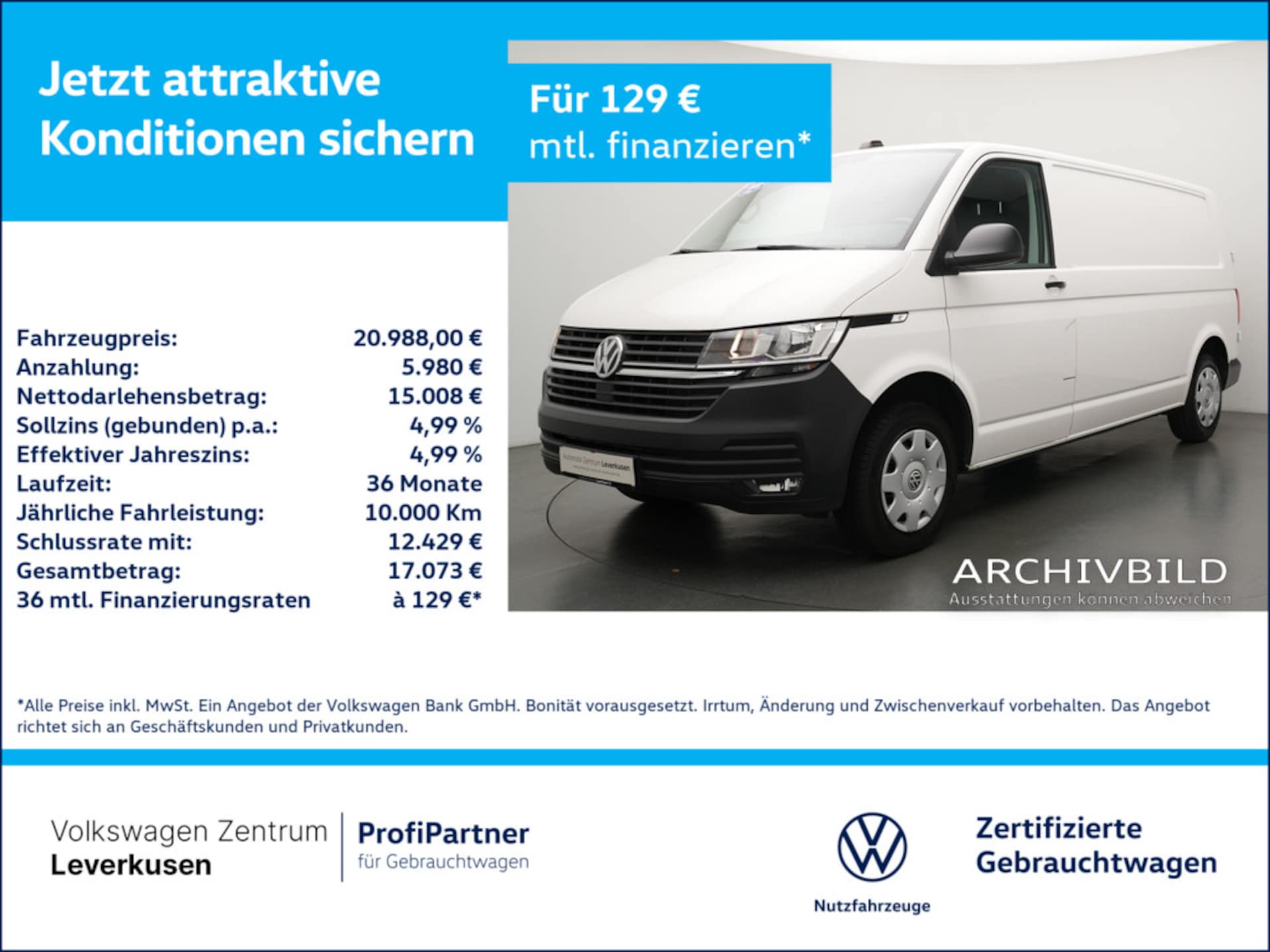 Volkswagen T6.1 Transporter Kasten langer Radstand