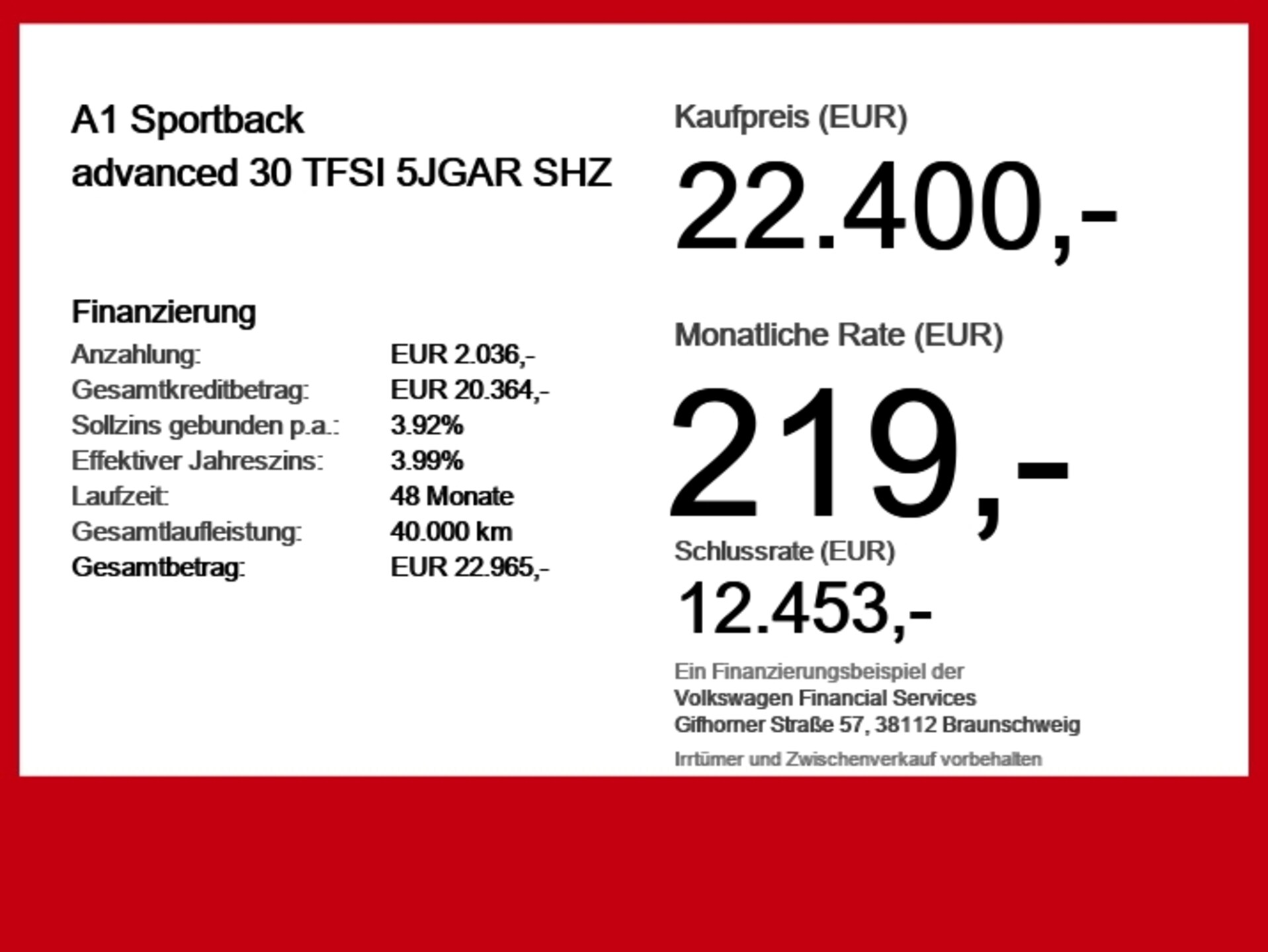 Audi A1 Sportback Advanced