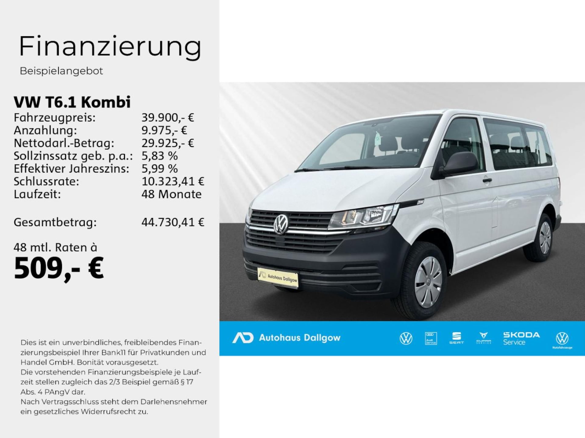 Volkswagen T6.1 Transporter Kombi kurzer Radstand