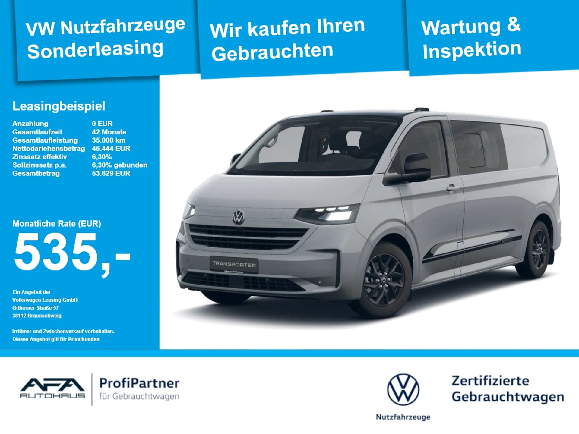 Volkswagen Transporter Pritschenwagen Doppelkabine