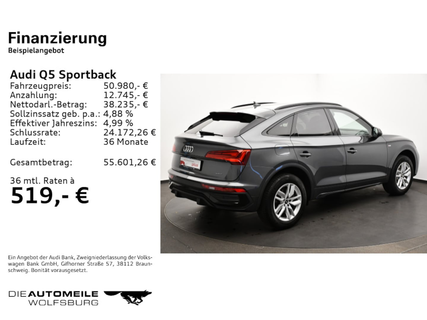 Bild über Audi Q5 Sportback TFSI e S line 55 TFSI e quattro S tronic - für weitere Informationen kontaktieren Sie den Audi Partner