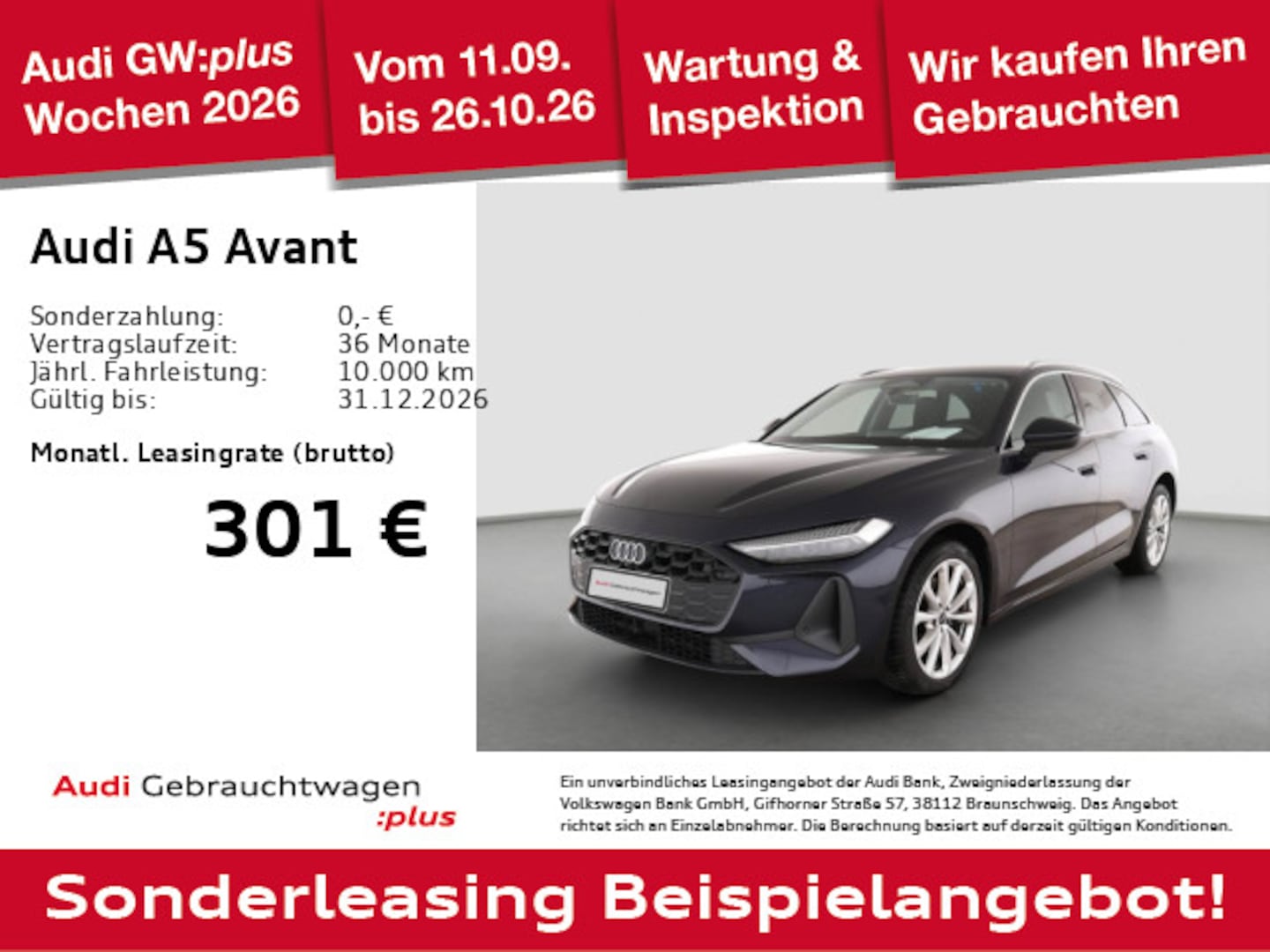 Bild über Audi A5 Avant TFSI 110 kW S tronic - für weitere Informationen kontaktieren Sie den Audi Partner