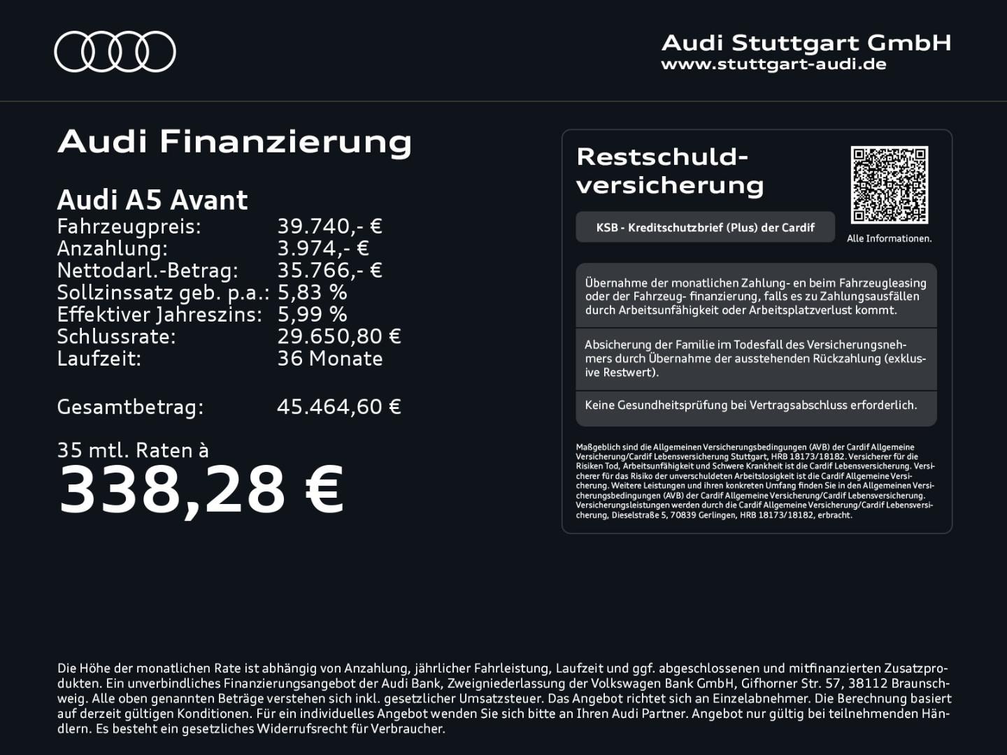 Bild über Audi A5 Avant TFSI 150 kW S tronic - für weitere Informationen kontaktieren Sie den Audi Partner