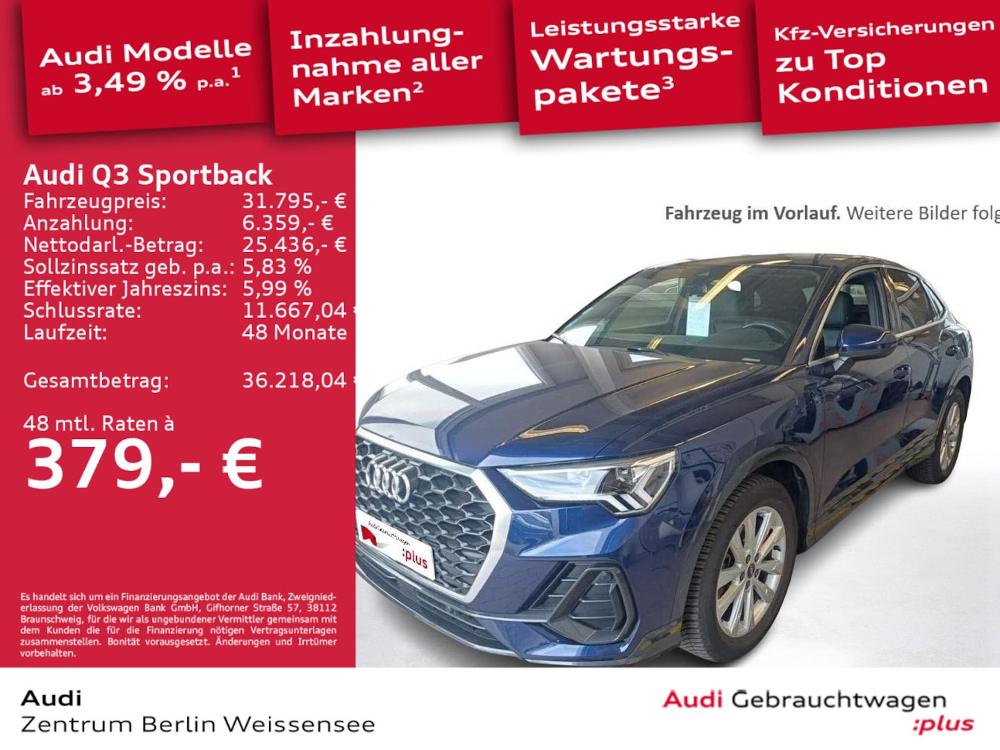 Bild über Audi Q3 Sportback 35 TFSI S tronic - für weitere Informationen kontaktieren Sie den Audi Partner
