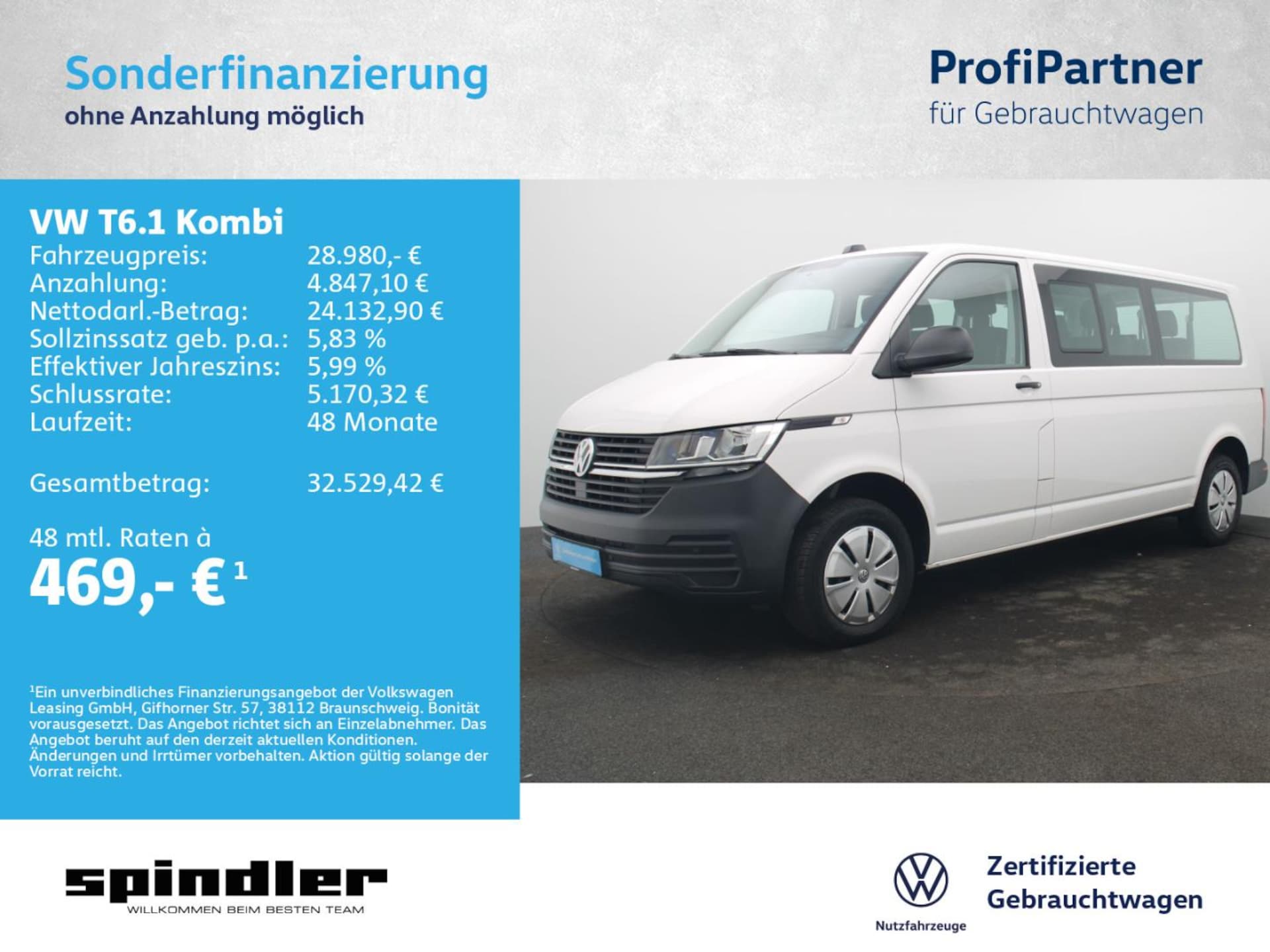 Volkswagen T6.1 Transporter Kombi langer Radstand