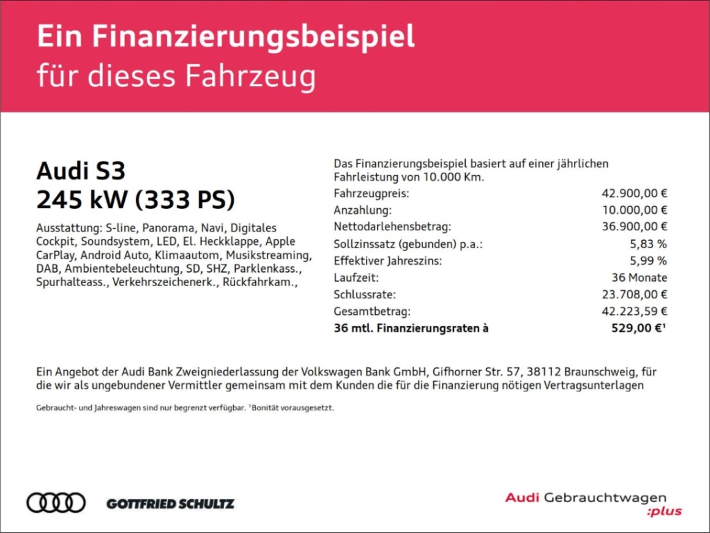 Bild über Audi S3 Sportback TFSI quattro S tronic - für weitere Informationen kontaktieren Sie den Audi Partner