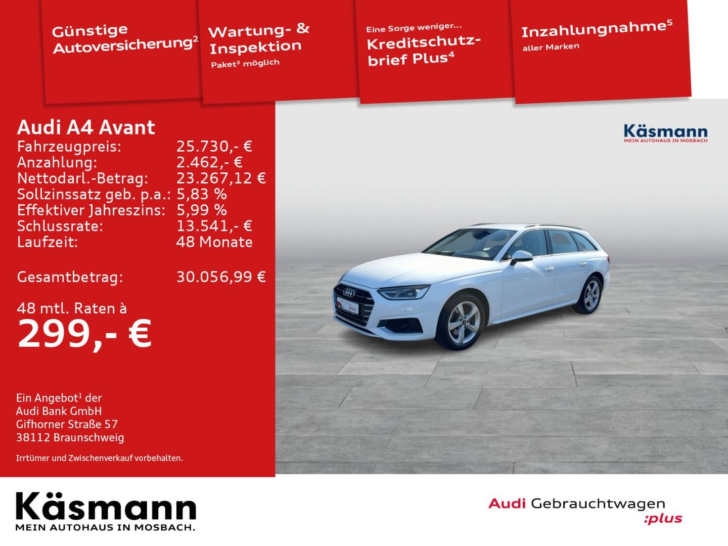 Bild über Audi A4 Avant advanced 35 TFSI Schaltgetriebe - für weitere Informationen kontaktieren Sie den Audi Partner