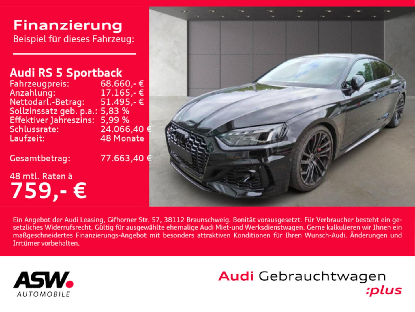 Bild über Audi RS 5 Sportback TFSI quattro tiptronic - für weitere Informationen kontaktieren Sie den Audi Partner