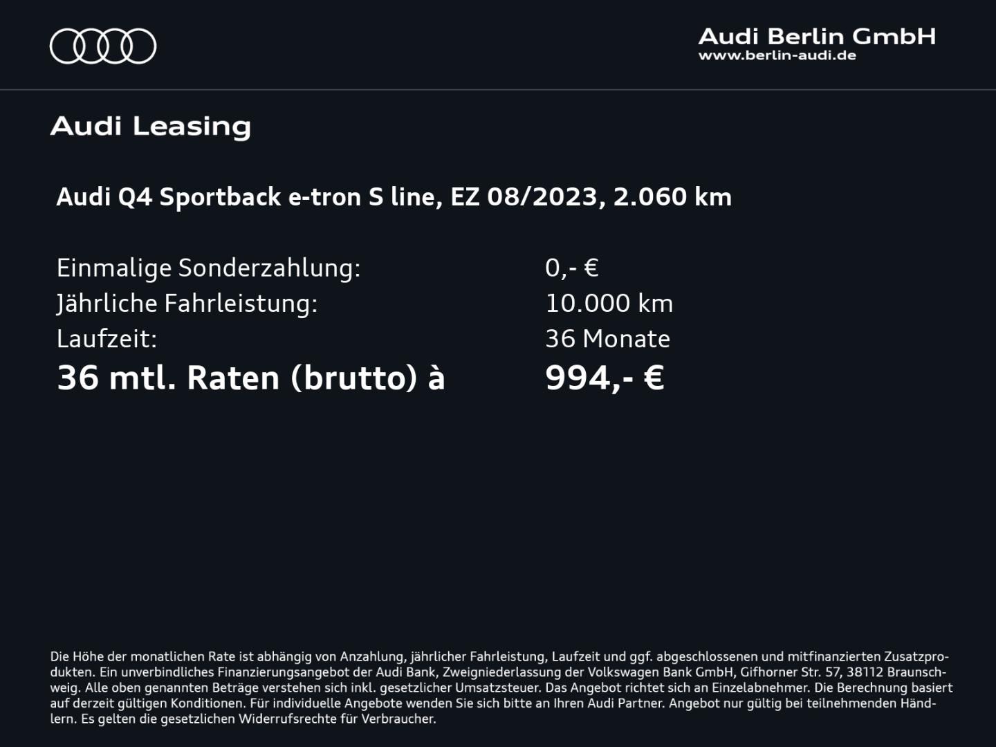 Bild über Audi Q4 Sportback e-tron 50 e-tron quattro - für weitere Informationen kontaktieren Sie den Audi Partner