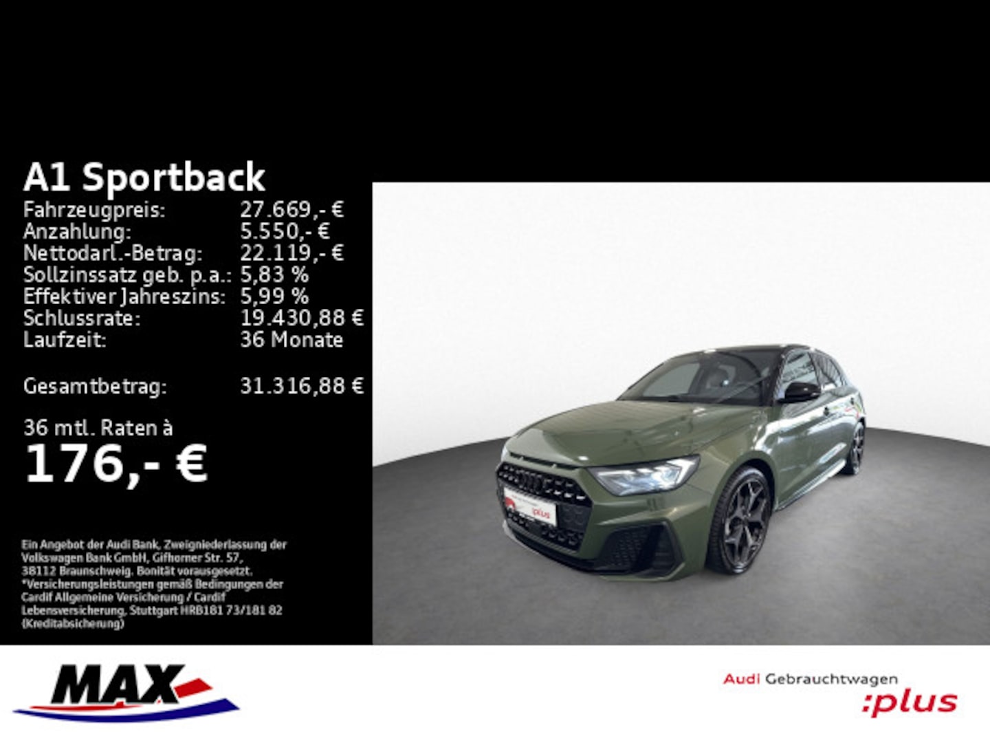 Bild über Audi A1 Sportback S line 30 TFSI S tronic - für weitere Informationen kontaktieren Sie den Audi Partner