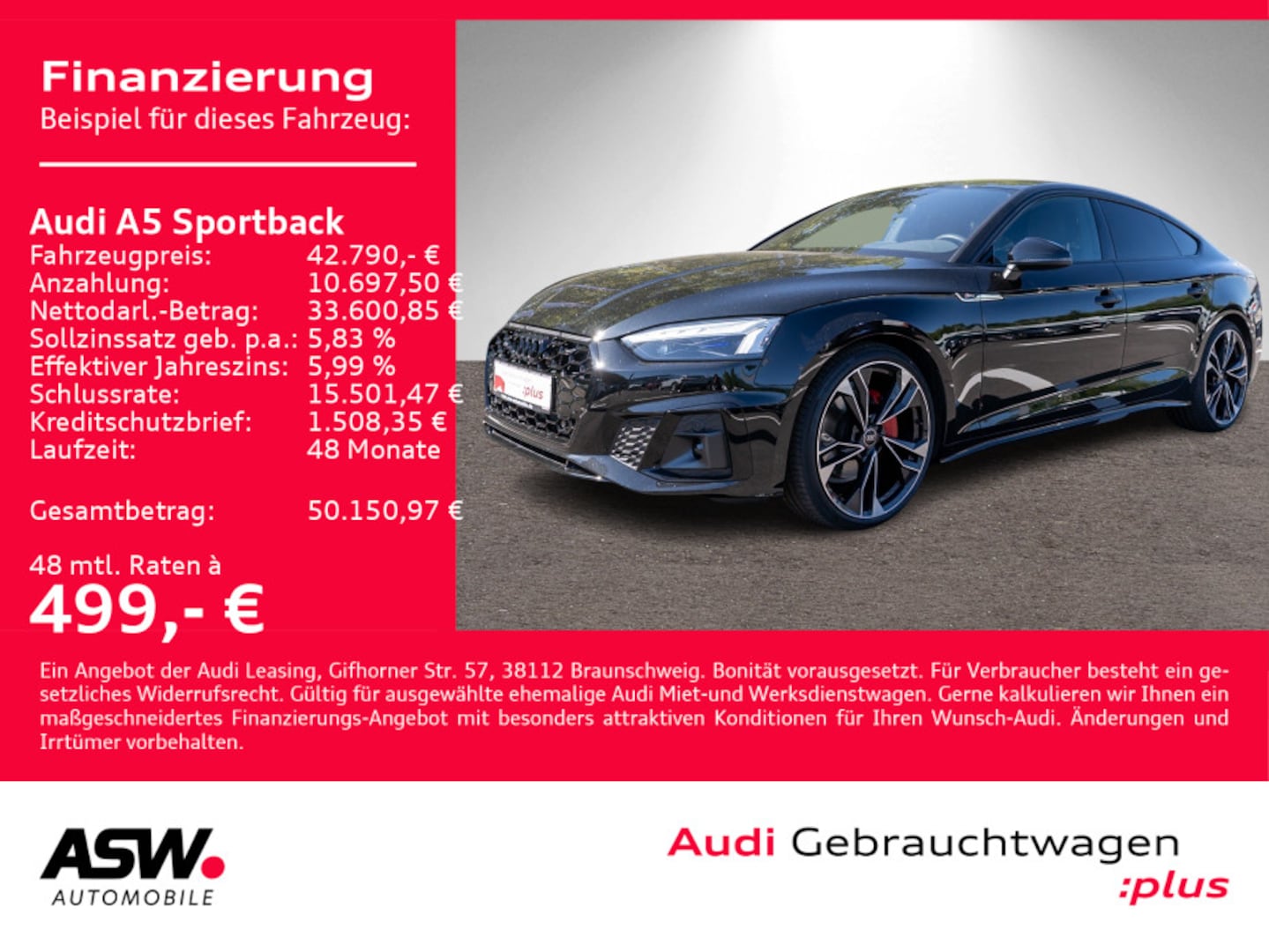 Bild über Audi A5 Sportback S line business 40 TDI quattro S tronic - für weitere Informationen kontaktieren Sie den Audi Partner