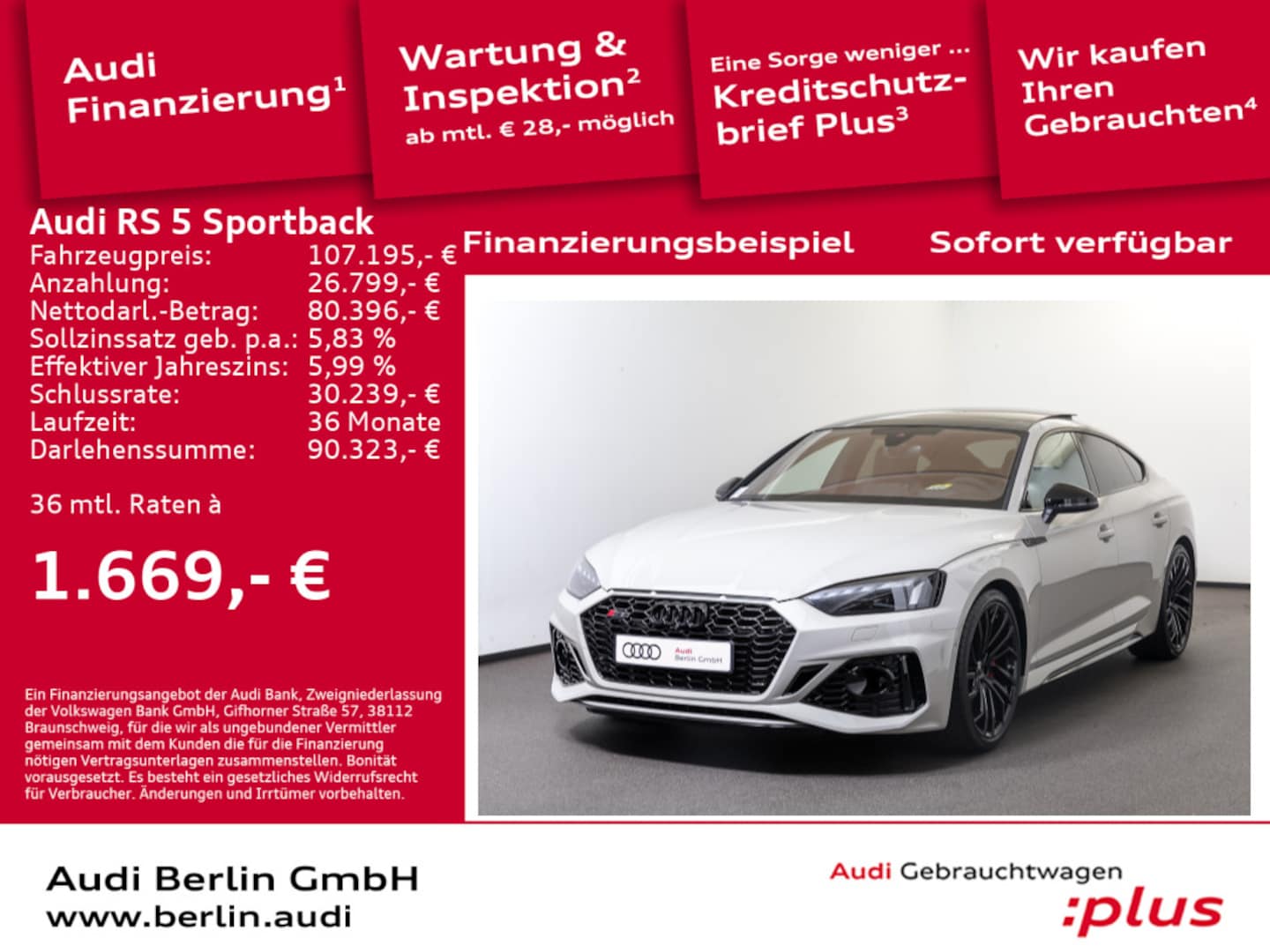 Bild über Audi RS 5 Sportback TFSI quattro tiptronic - für weitere Informationen kontaktieren Sie den Audi Partner