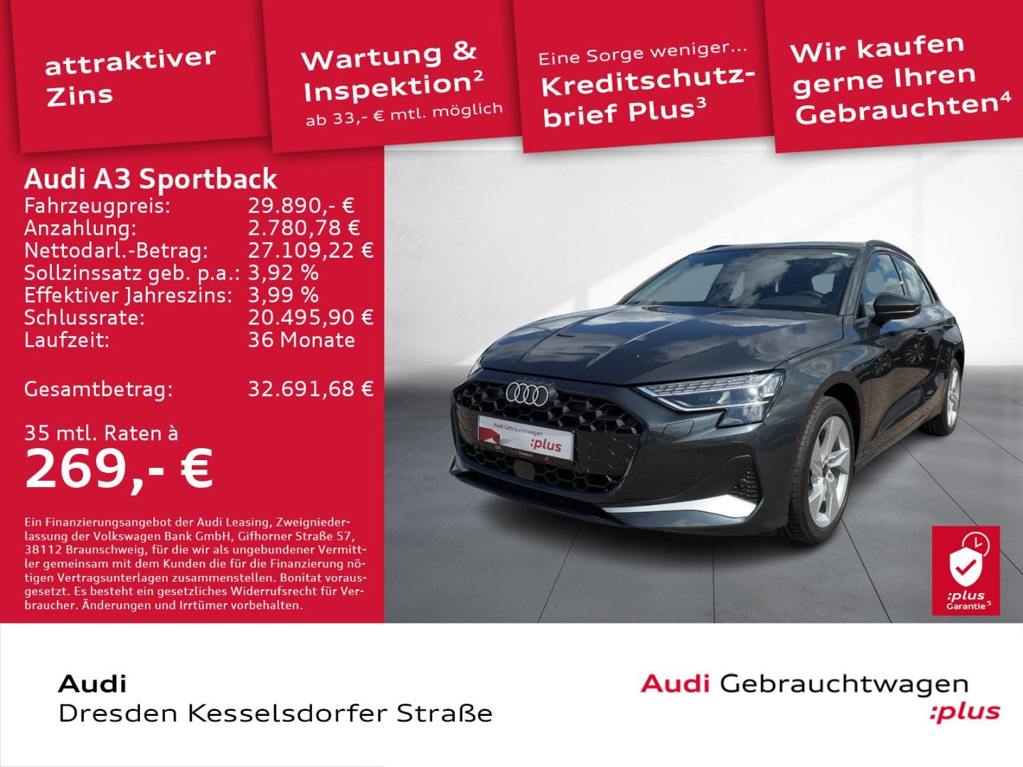 Bild über Audi A3 Sportback advanced 35 TDI S tronic - für weitere Informationen kontaktieren Sie den Audi Partner